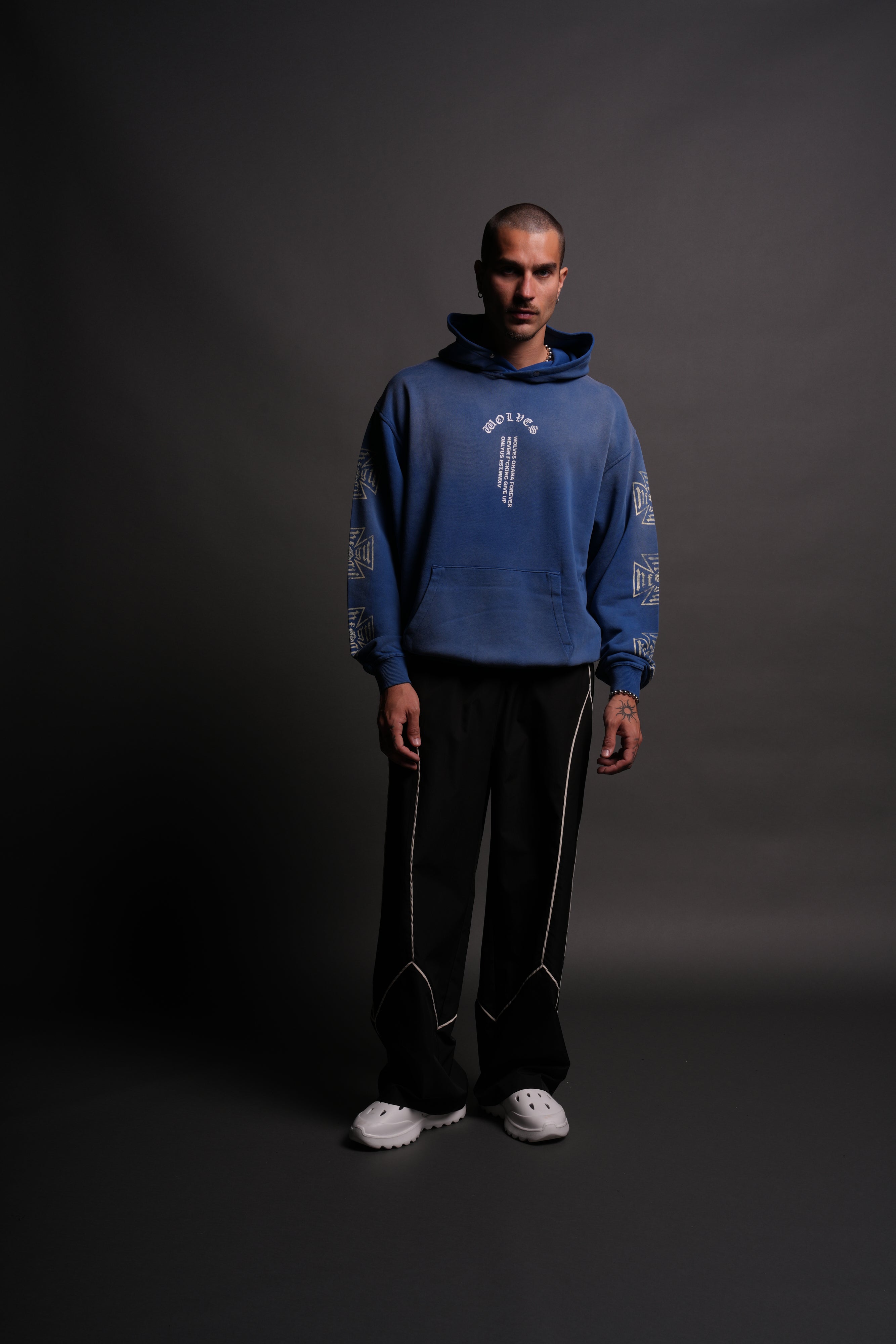 Full Send "Pierce" Hoodie in Darc Cobalt Drift Wash