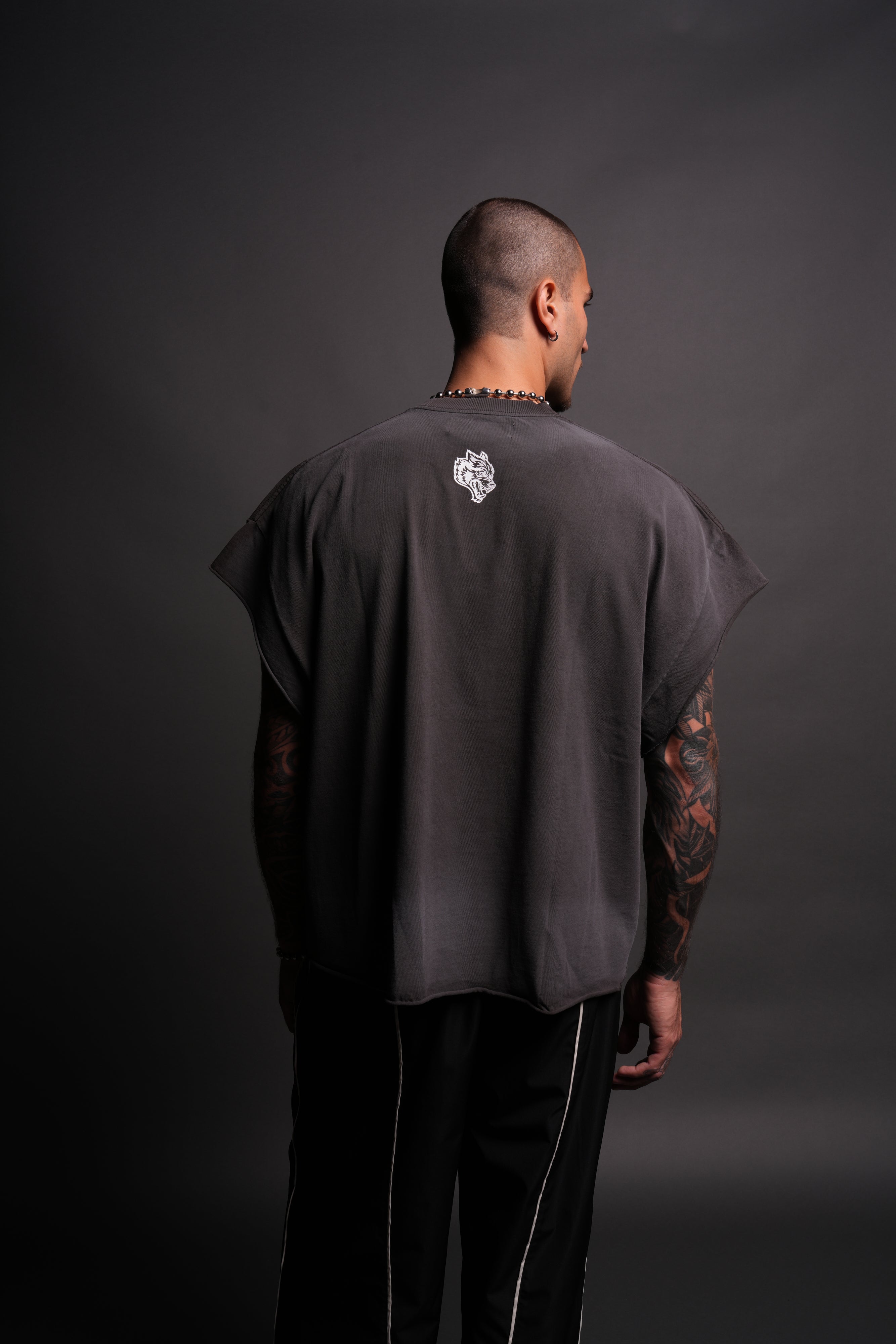 Since Day One "Grunge" Cut Off Tee in Wolf Gray Drift Wash