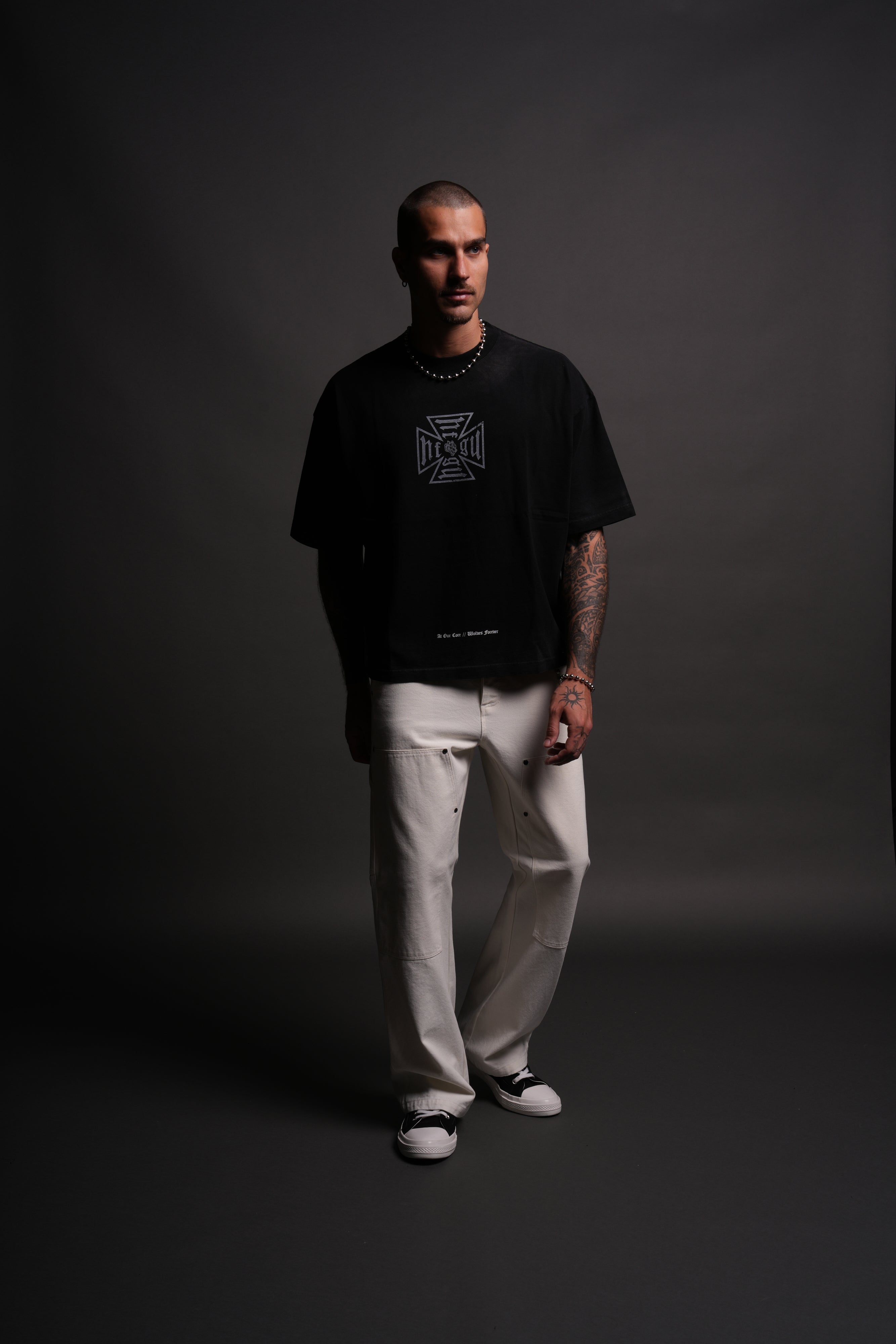 Loyal to the Core Grunge Box Cut Tee in Black Drift Wash