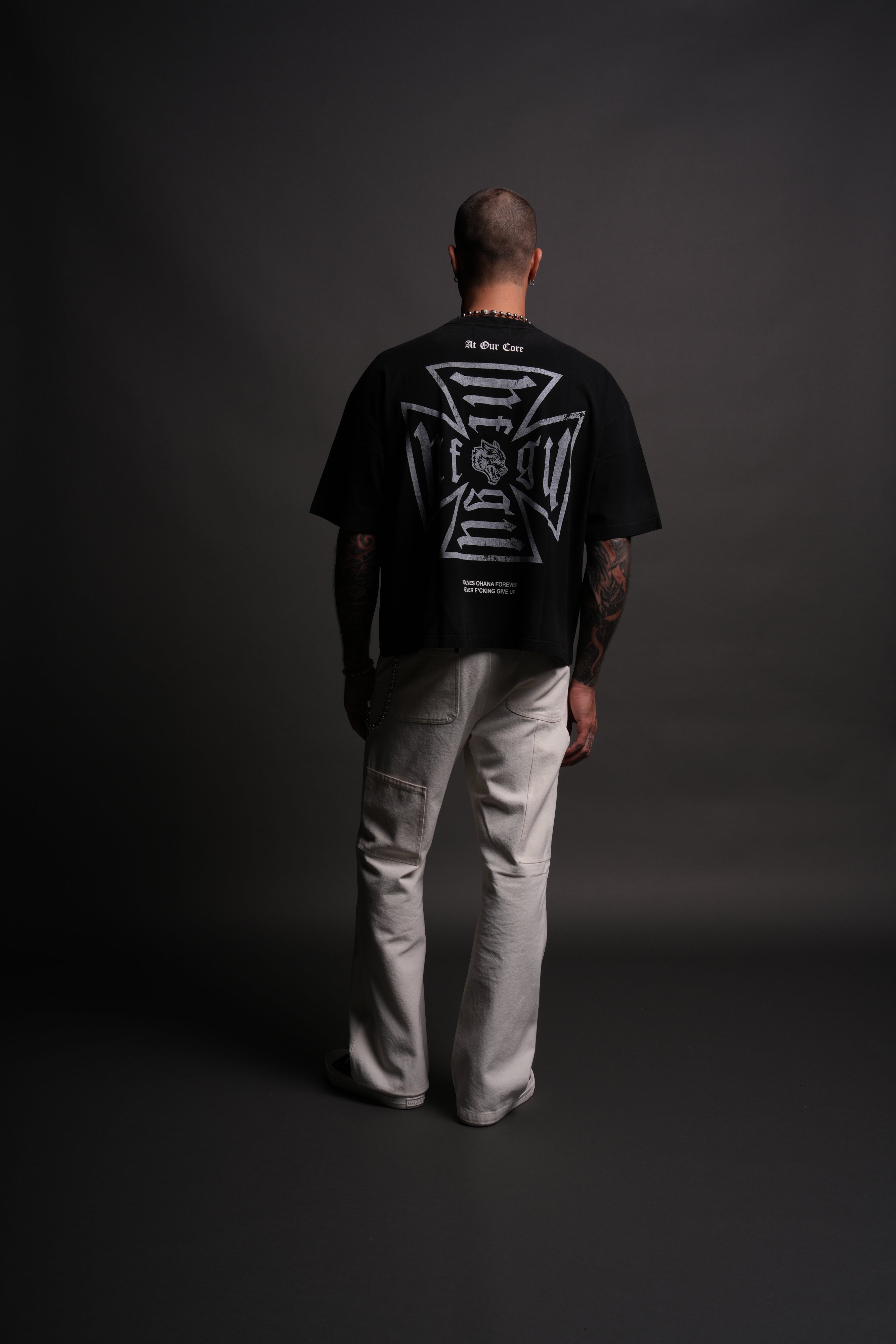 Loyal to the Core Grunge Box Cut Tee in Black Drift Wash