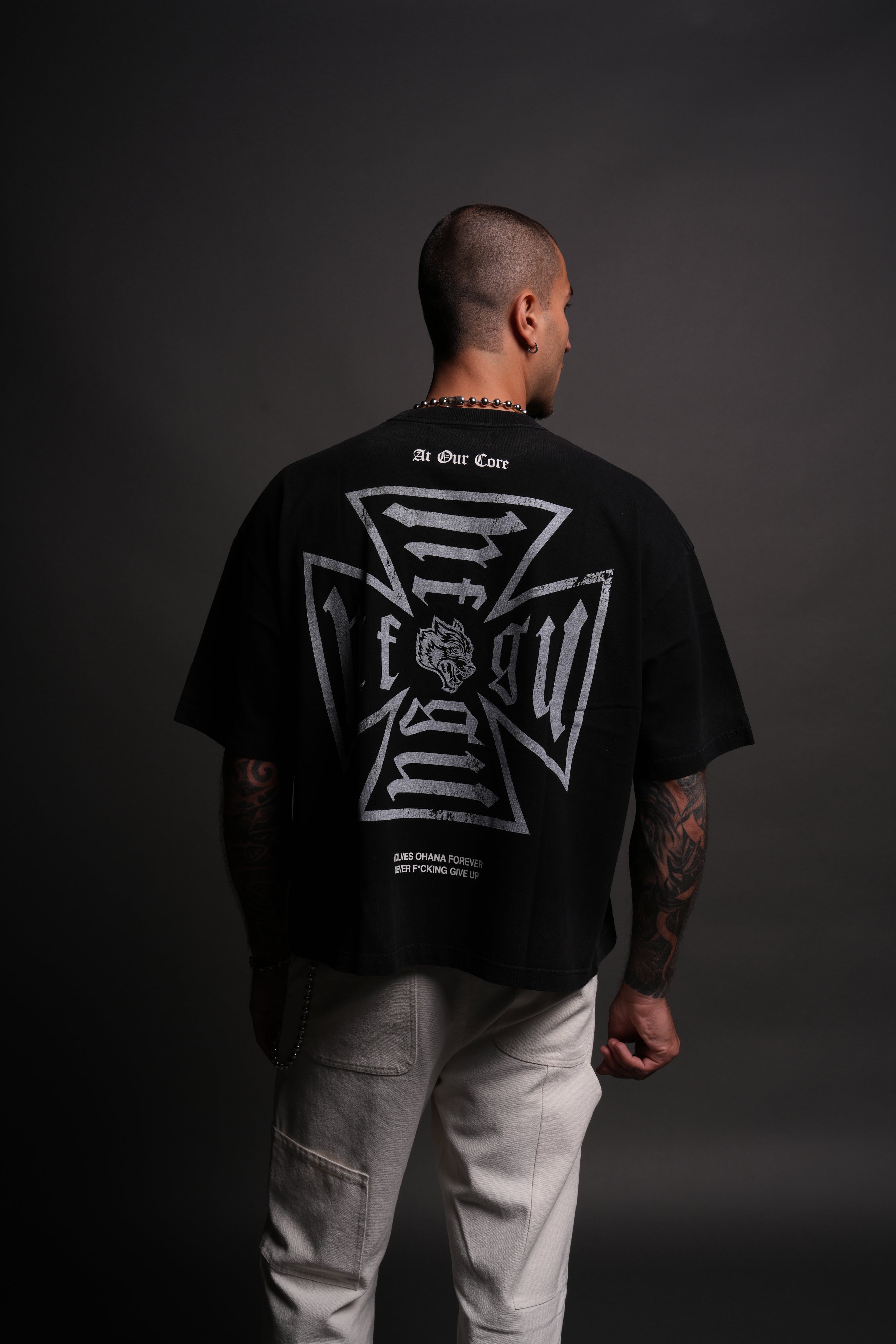 Loyal to the Core Grunge Box Cut Tee in Black Drift Wash