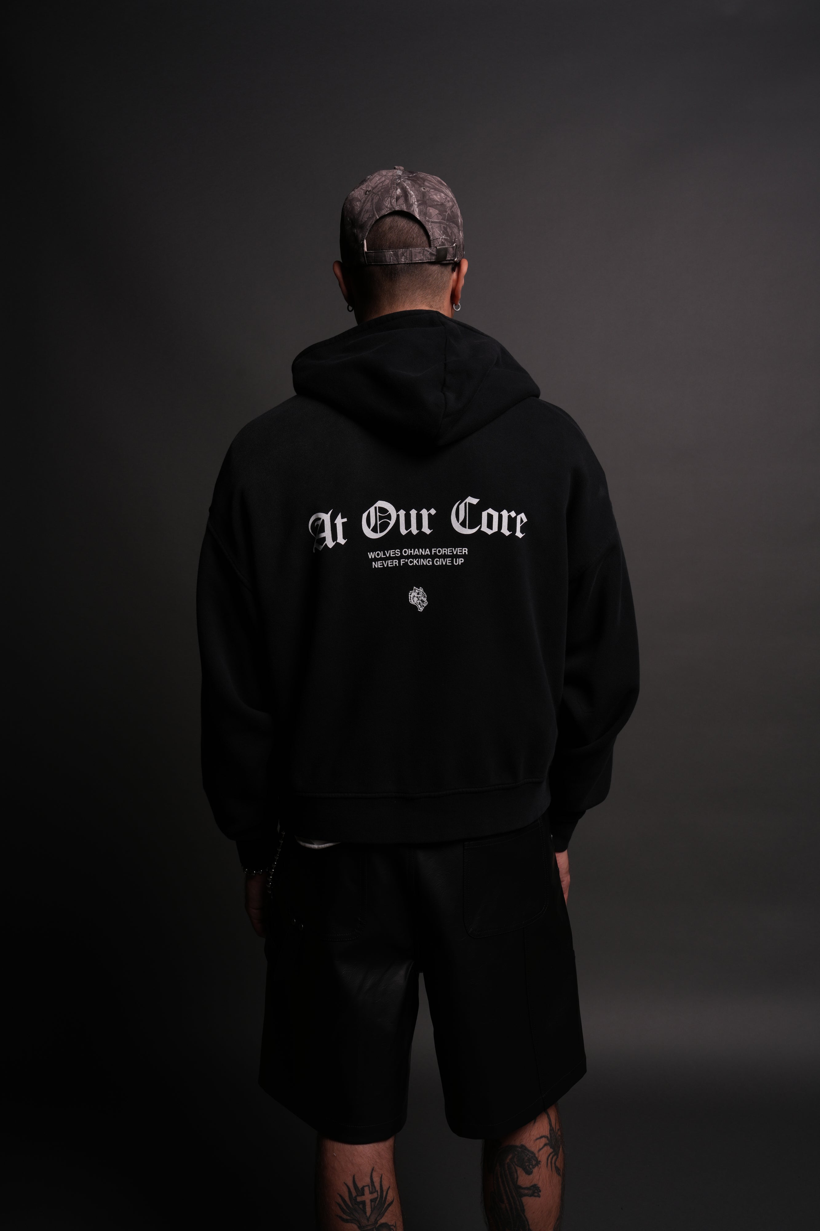 Loyal To The Core Darco Double Zip Hoodie in Black Drift Wash