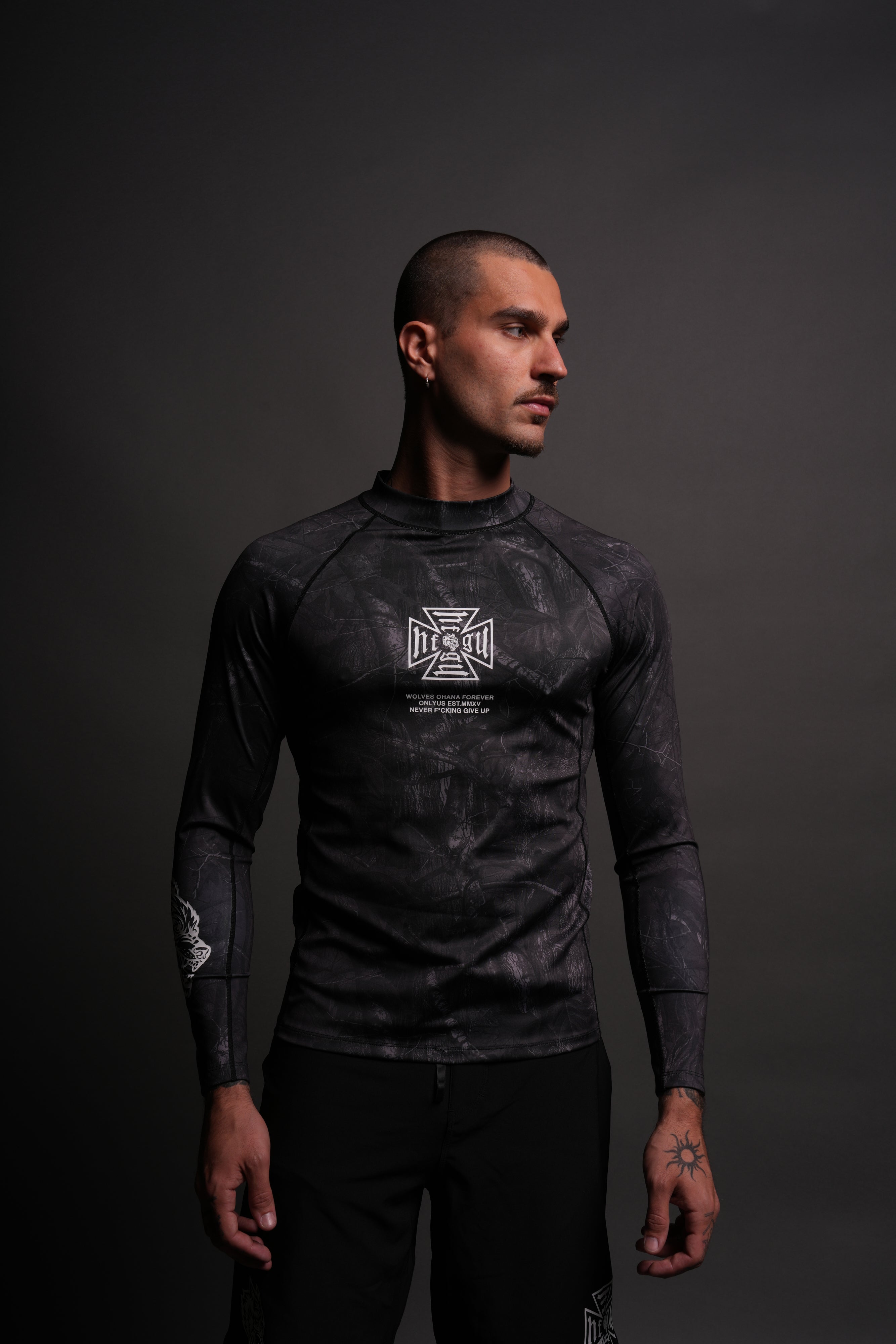 Core Rash Guard in Darc Driftwood Forest Camo