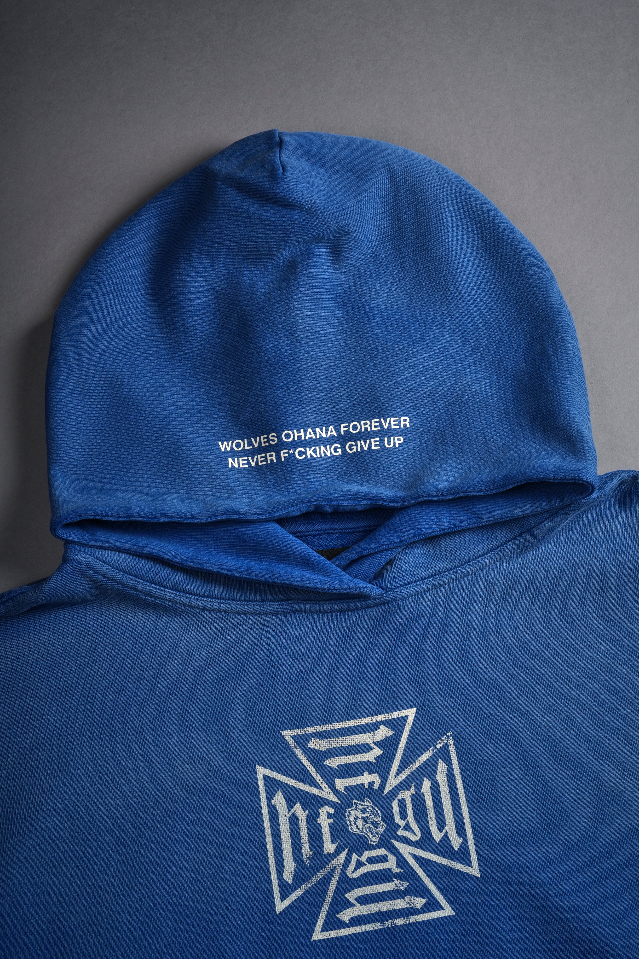 Loyal To The Core "Gage Box Cut" Grunge Hoodie in Darc Cobalt Drift Wash