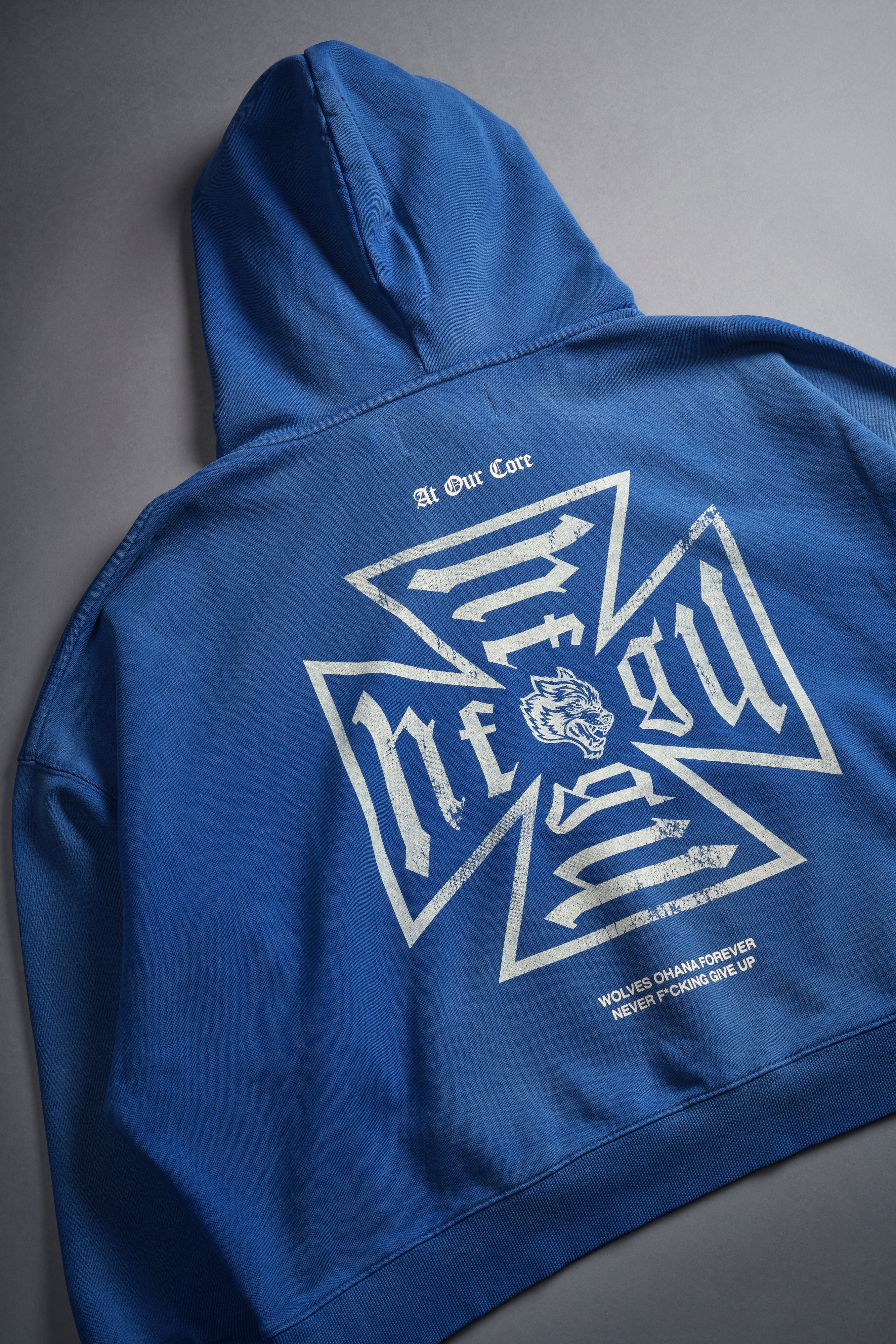 Loyal To The Core "Gage Box Cut" Grunge Hoodie in Darc Cobalt Drift Wash
