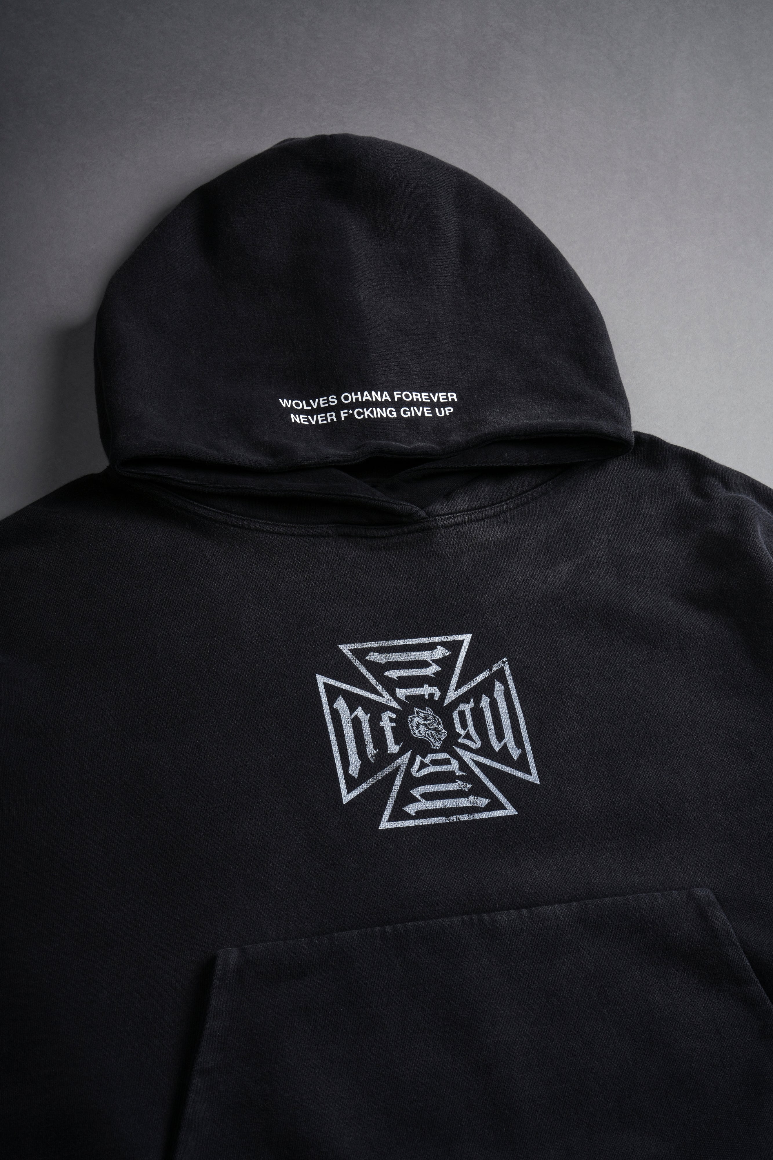 Loyal To The Core "Gage Box Cut" Grunge Hoodie in Black Drift Wash
