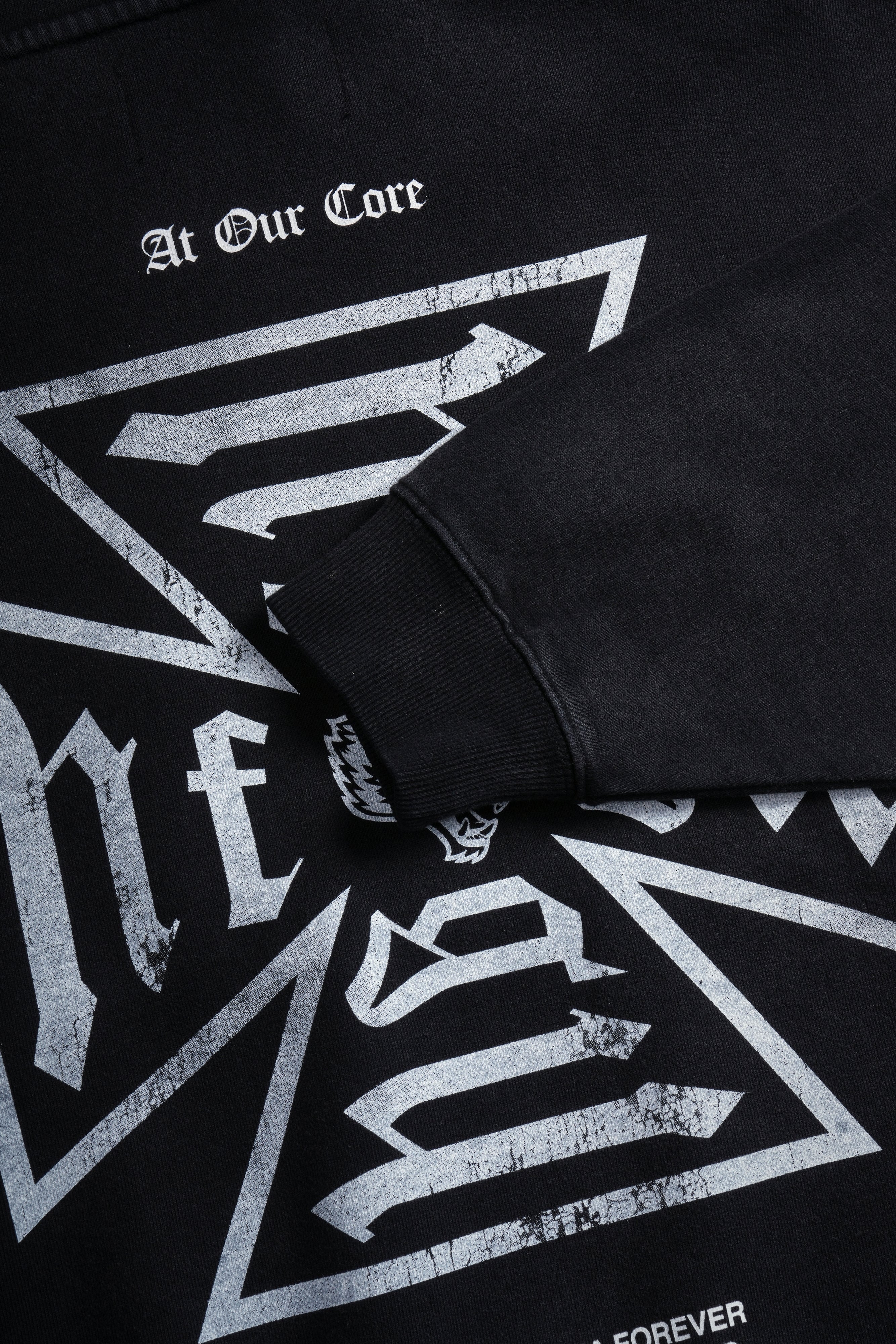 Loyal To The Core "Gage Box Cut" Grunge Hoodie in Black Drift Wash