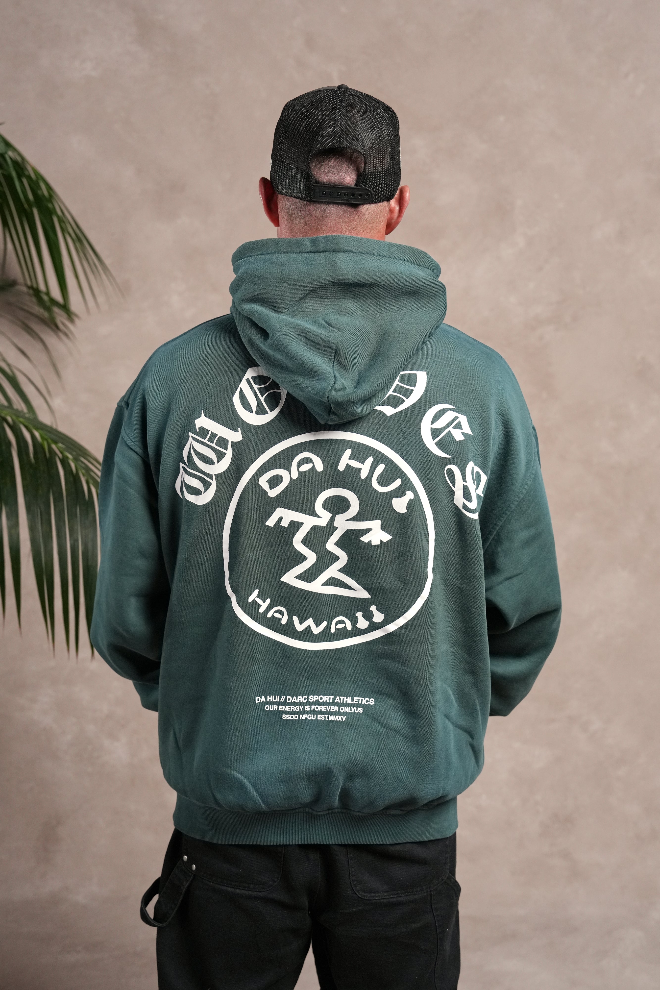 Darc Sport X Da Hui Pierce Hoodie in Forest Pine Sun Fade