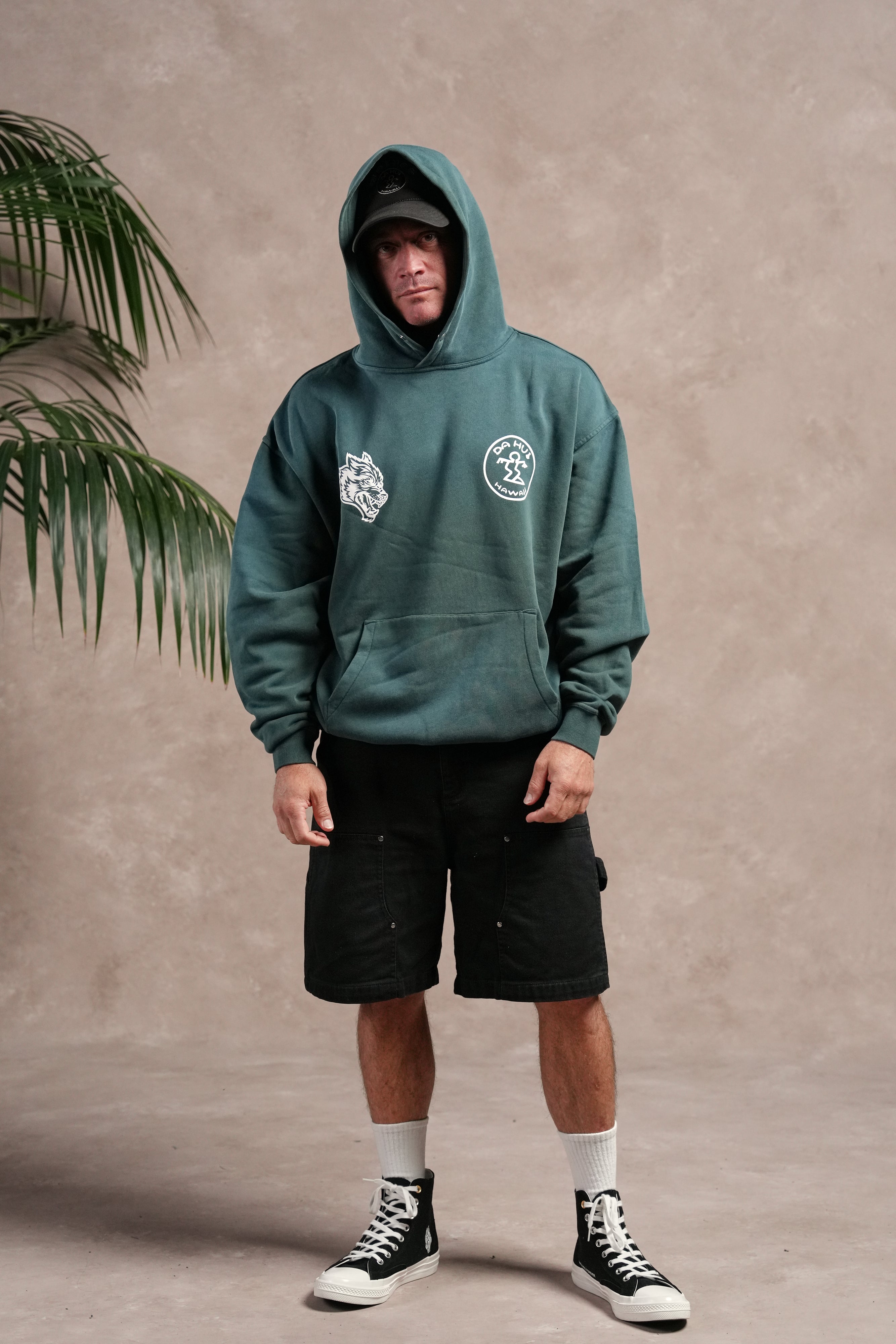 Darc Sport X Da Hui Pierce Hoodie in Forest Pine Sun Fade