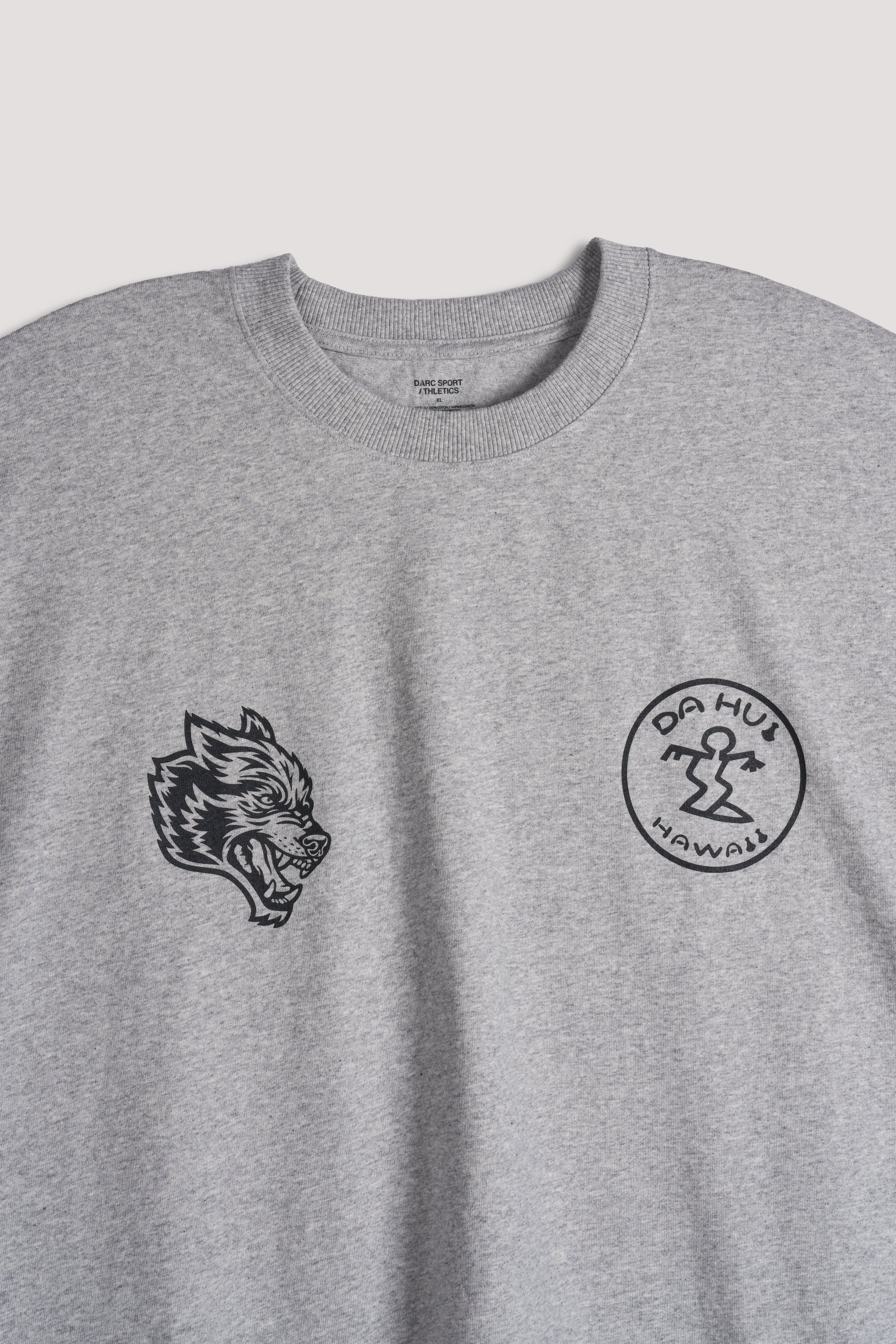 Darc Sport X Da Hui Grunge Cut-Off Mid Length Raw Hem Tee in Light Athletic Gray