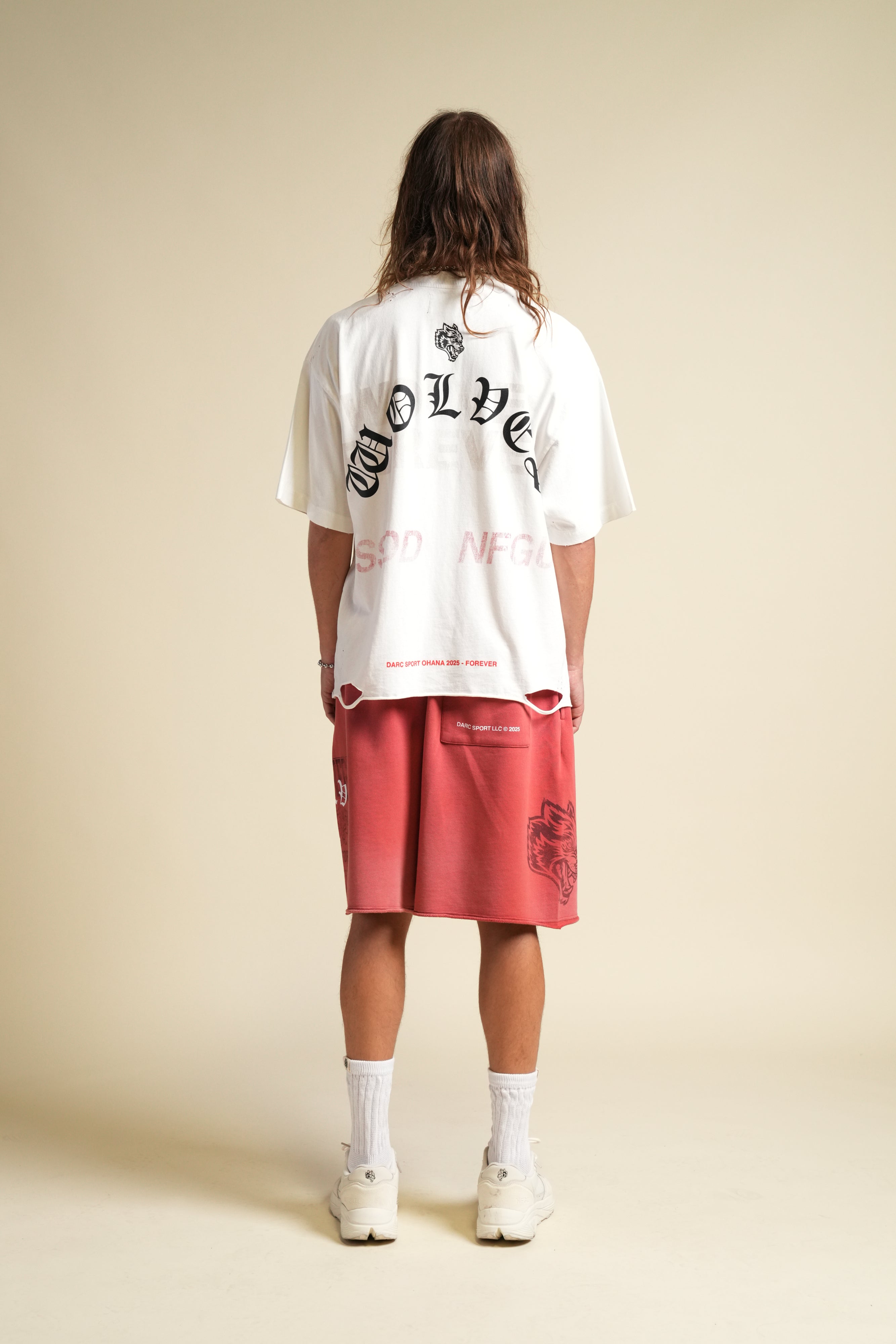 Wolves Never F*cking Give Up Distressed Grunge Tee in Cream