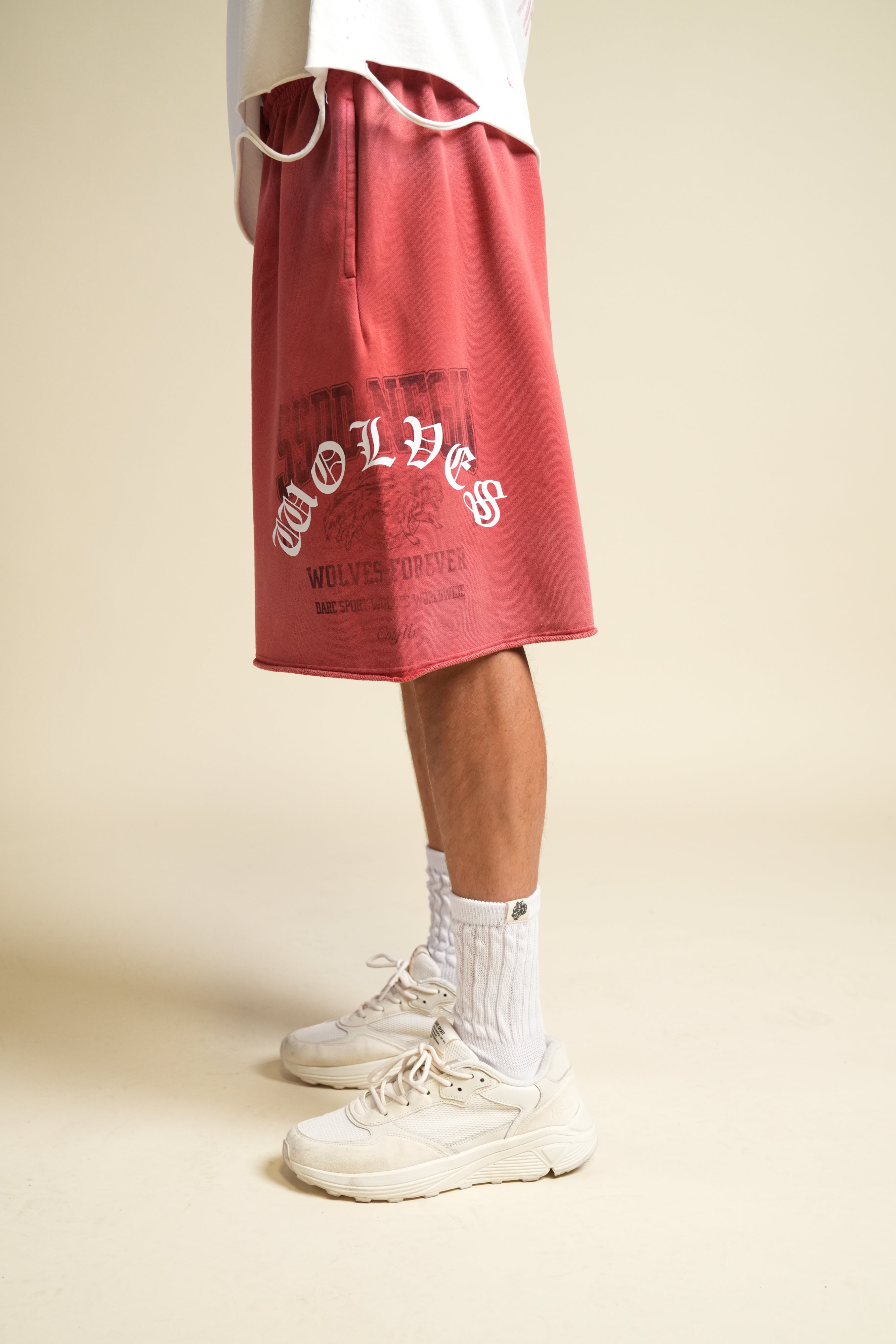 Ohana League Grunge Brock Sweat Short in Roman Red Drift Wash