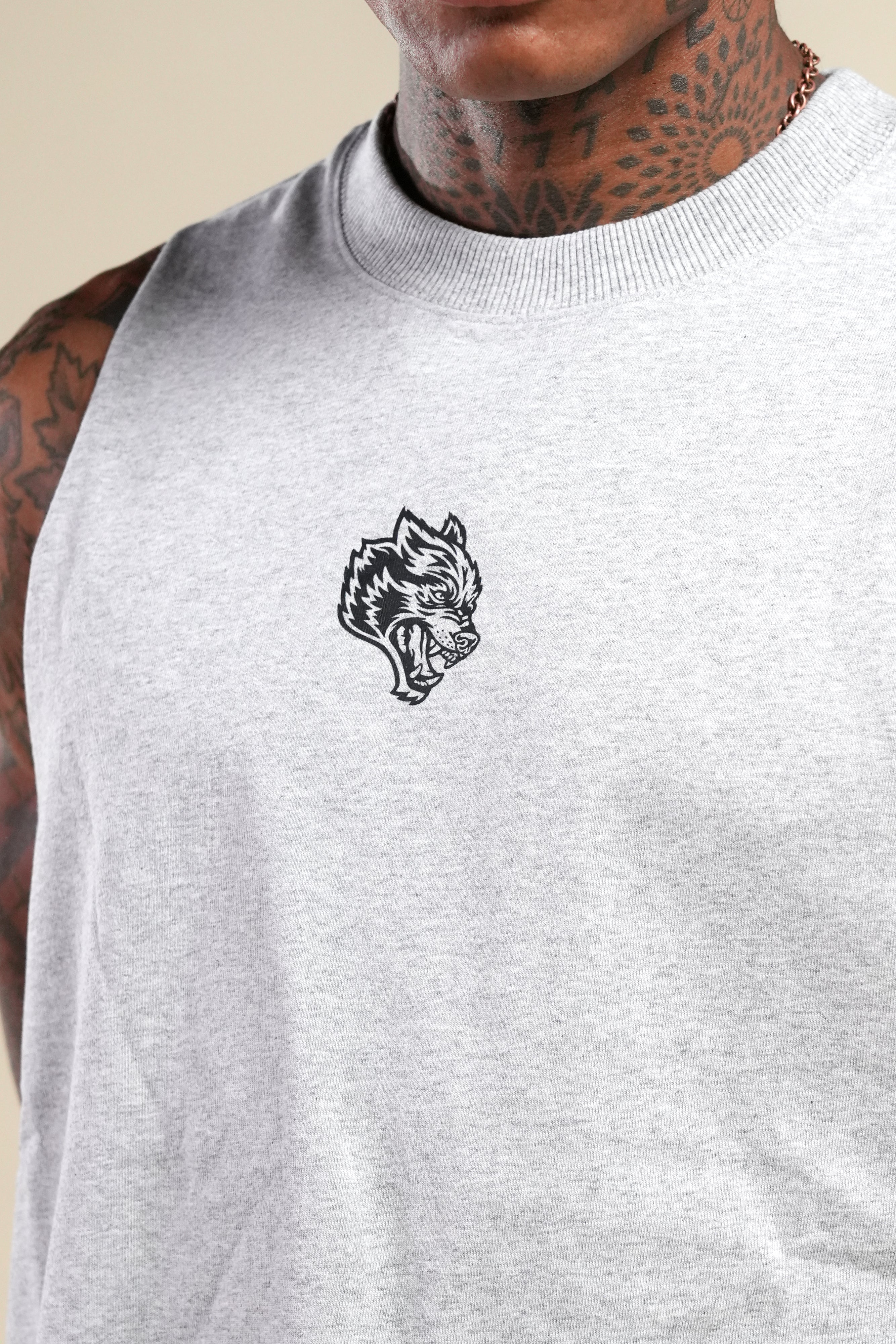 Loyalty Forever Grunge Raw Cropped "Tommy" Muscle Tee in Light Athletic Gray