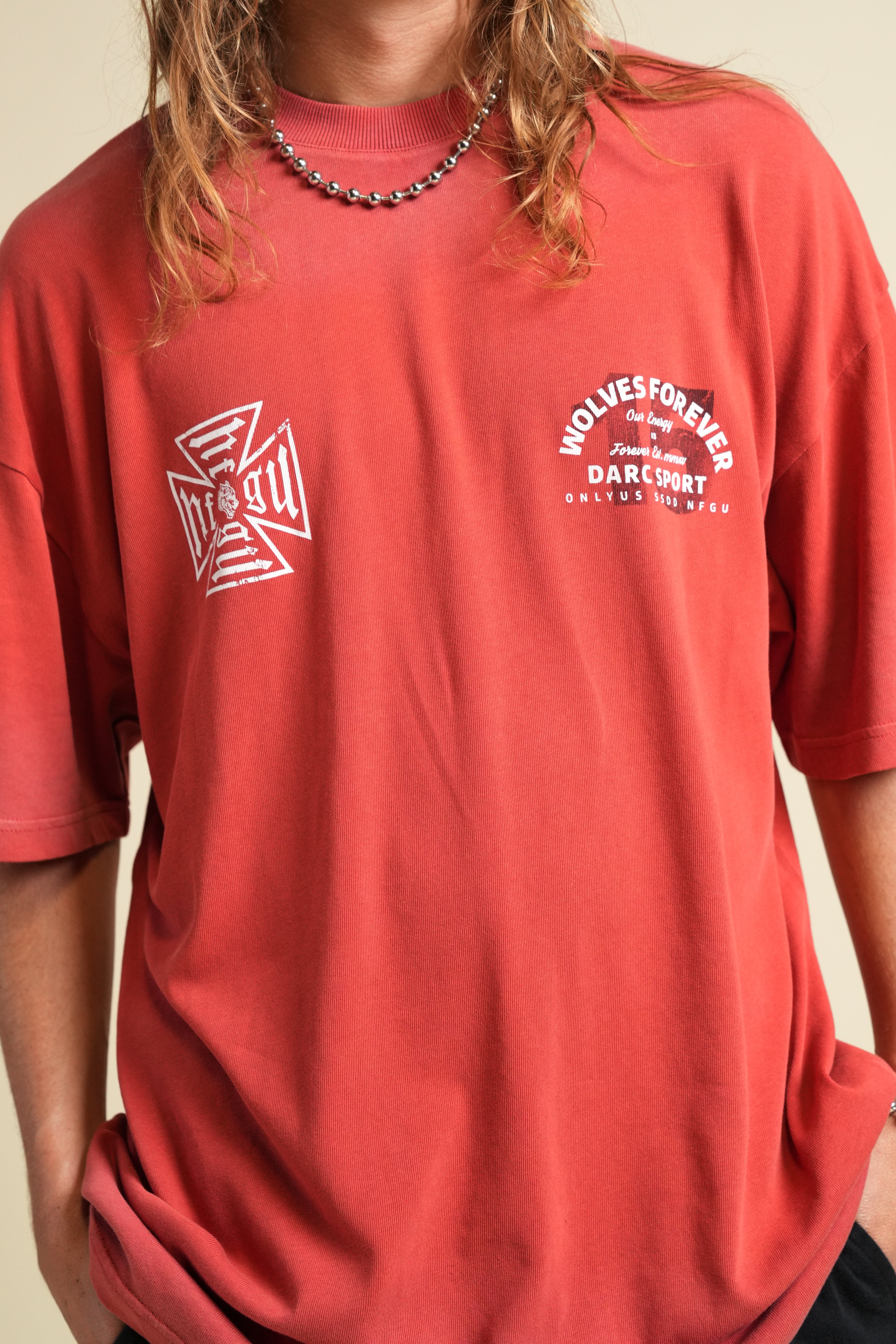 Ohana Energy "Premium" Oversized Tee in Roman Red Drift Wash