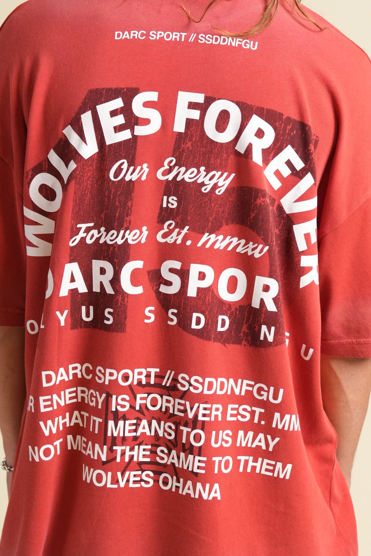 Ohana Energy "Premium" Oversized Tee in Roman Red Drift Wash