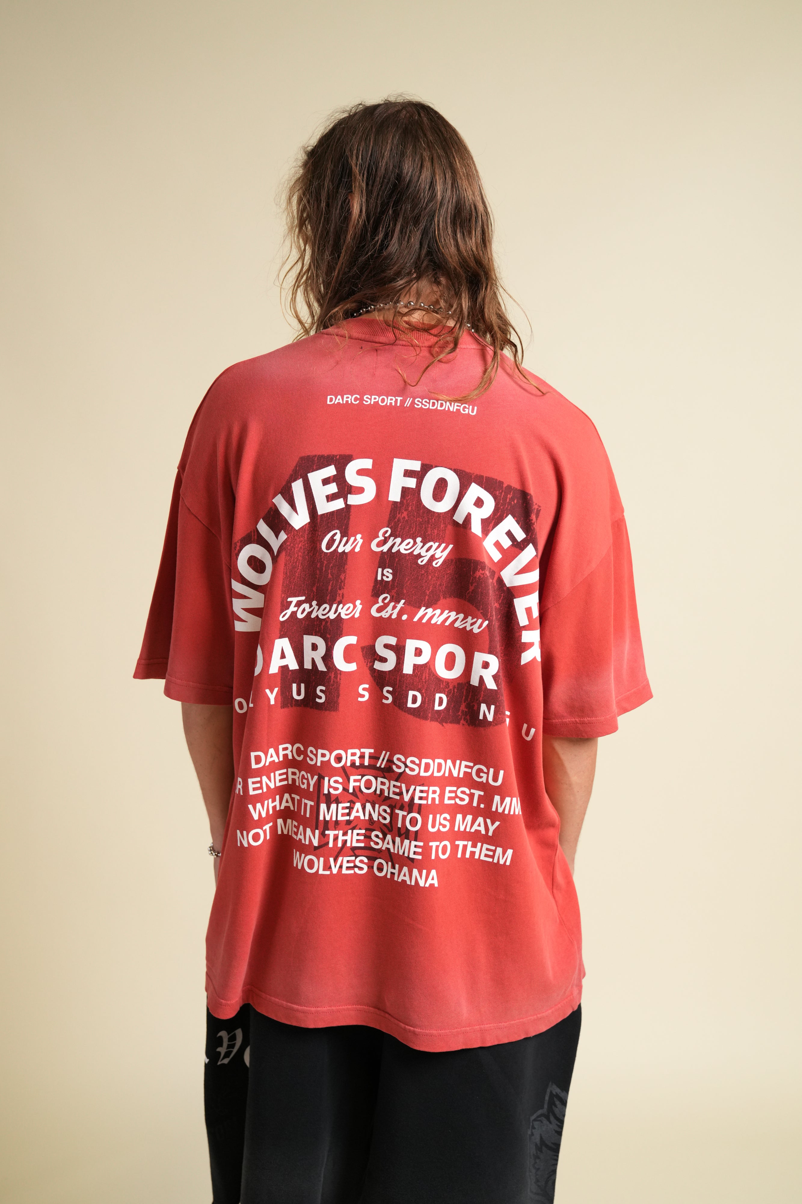 Ohana Energy "Premium" Oversized Tee in Roman Red Drift Wash
