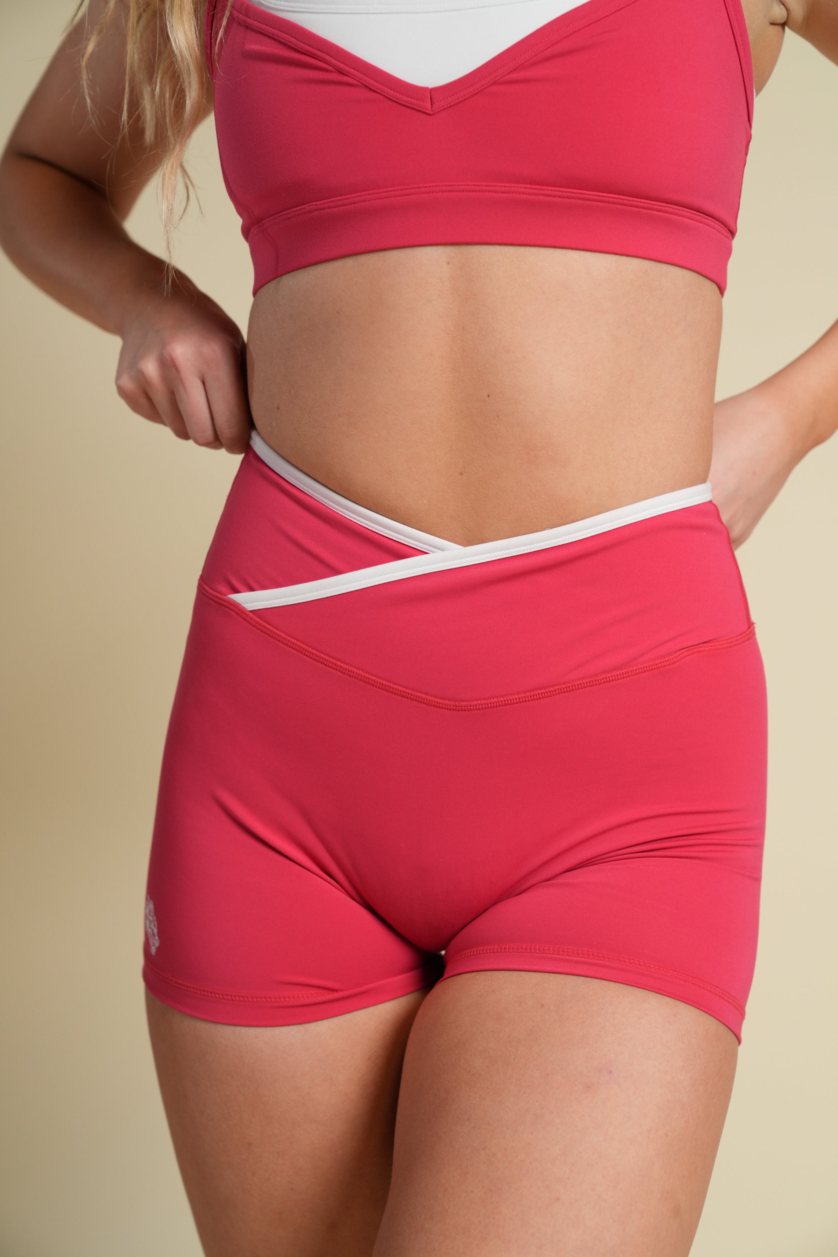 Wolf Contrast "Pearl" Energy Shorts in Cherry/White