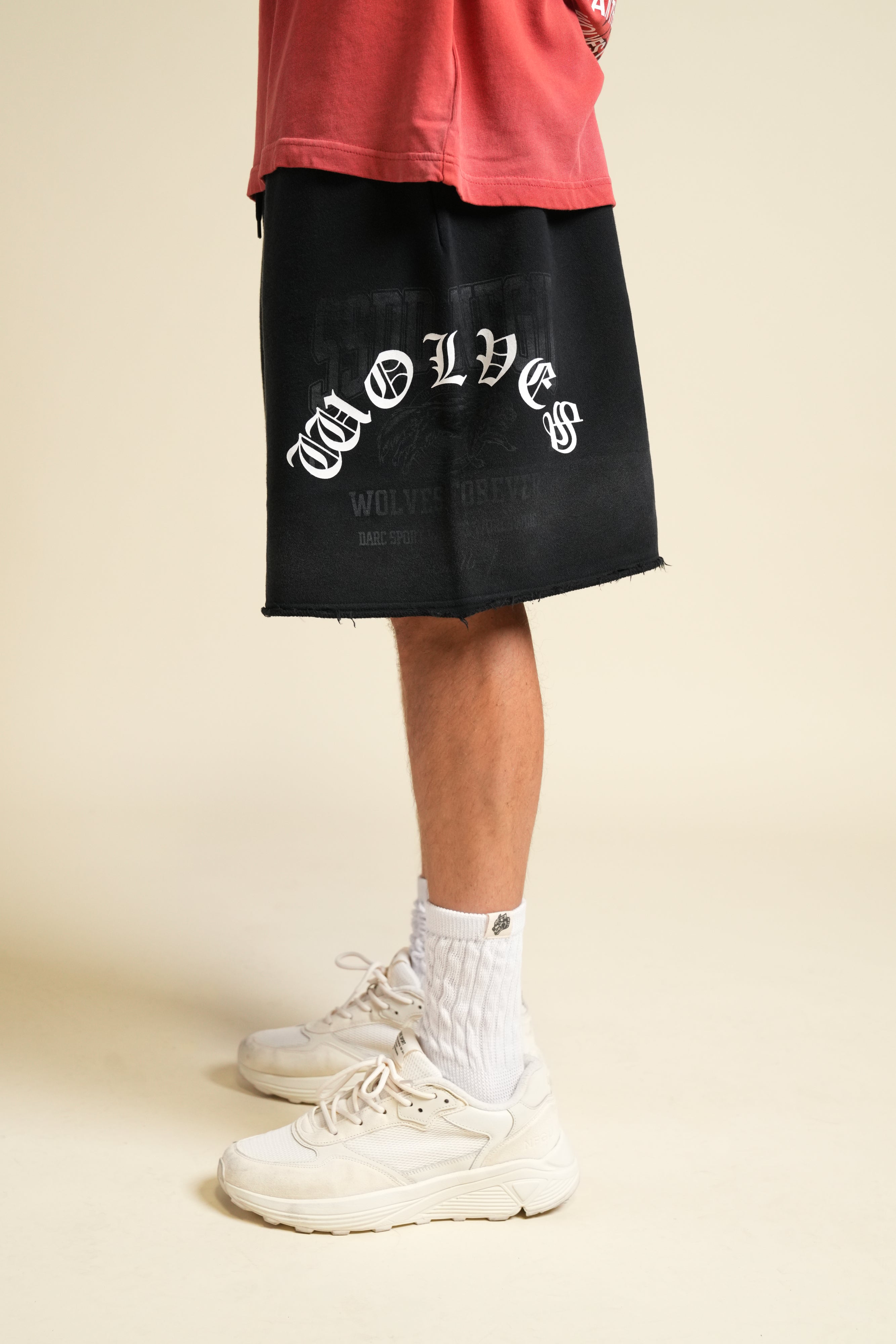 Ohana League Grunge Brock Sweat Short in Black Drift Wash