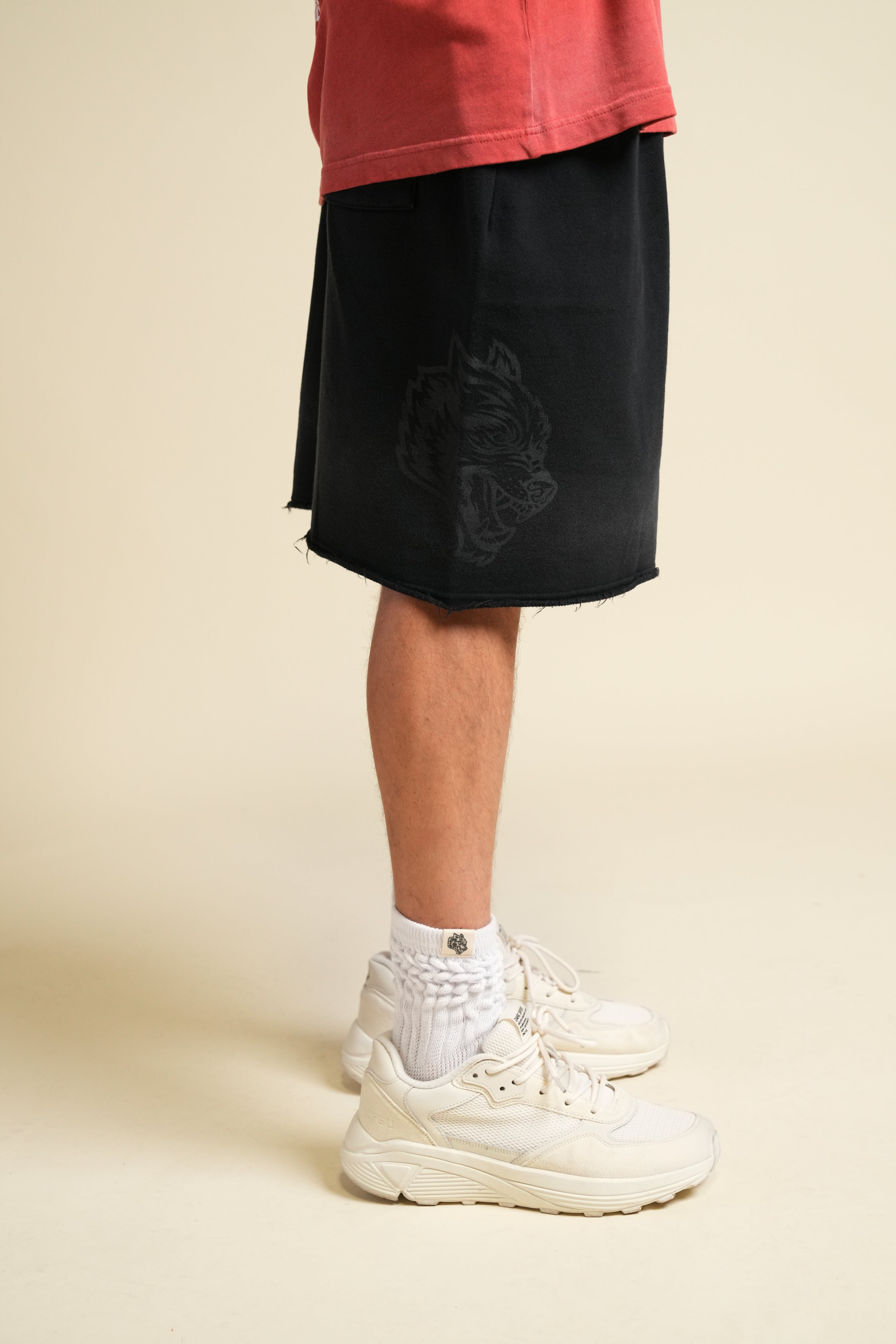 Ohana League Grunge Brock Sweat Short in Black Drift Wash