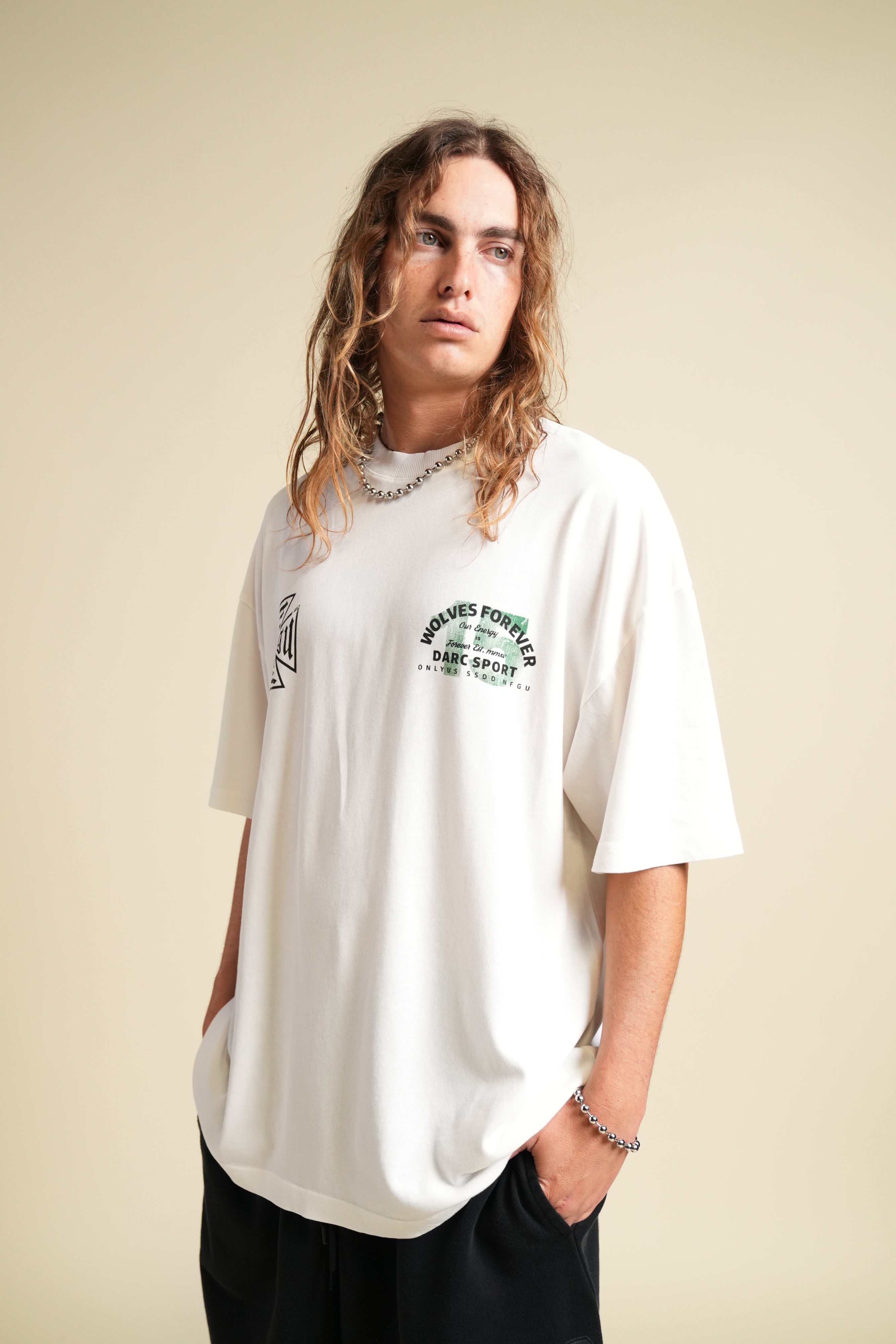 Ohana Energy "Premium" Oversized Tee in Cream