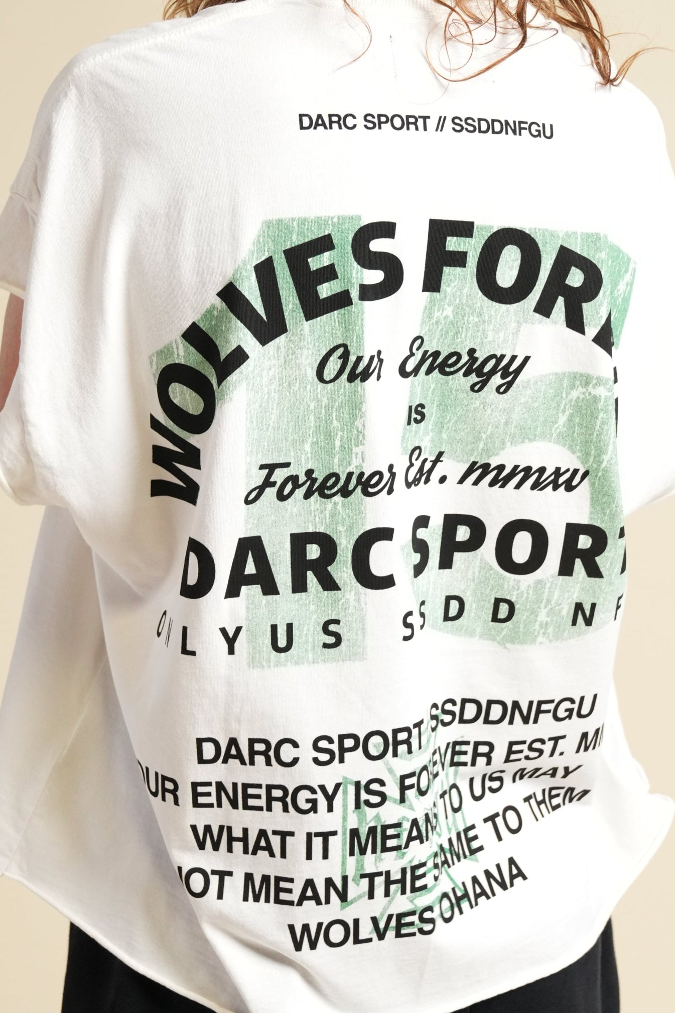 Ohana Energy "Grunge" Cut Off Tee in Cream