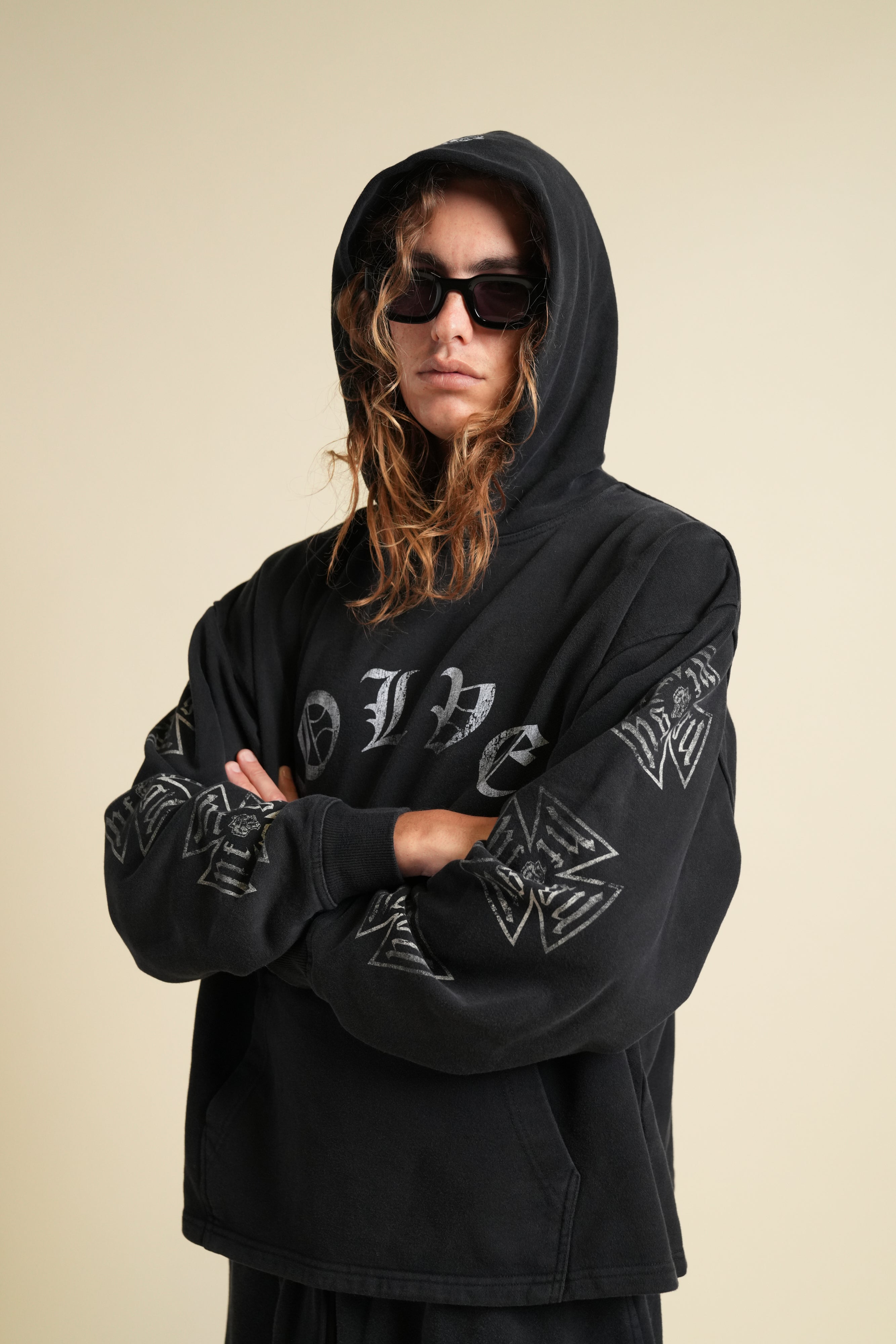 Core Chopper "Moaty" Hoodie in Black Drift Wash