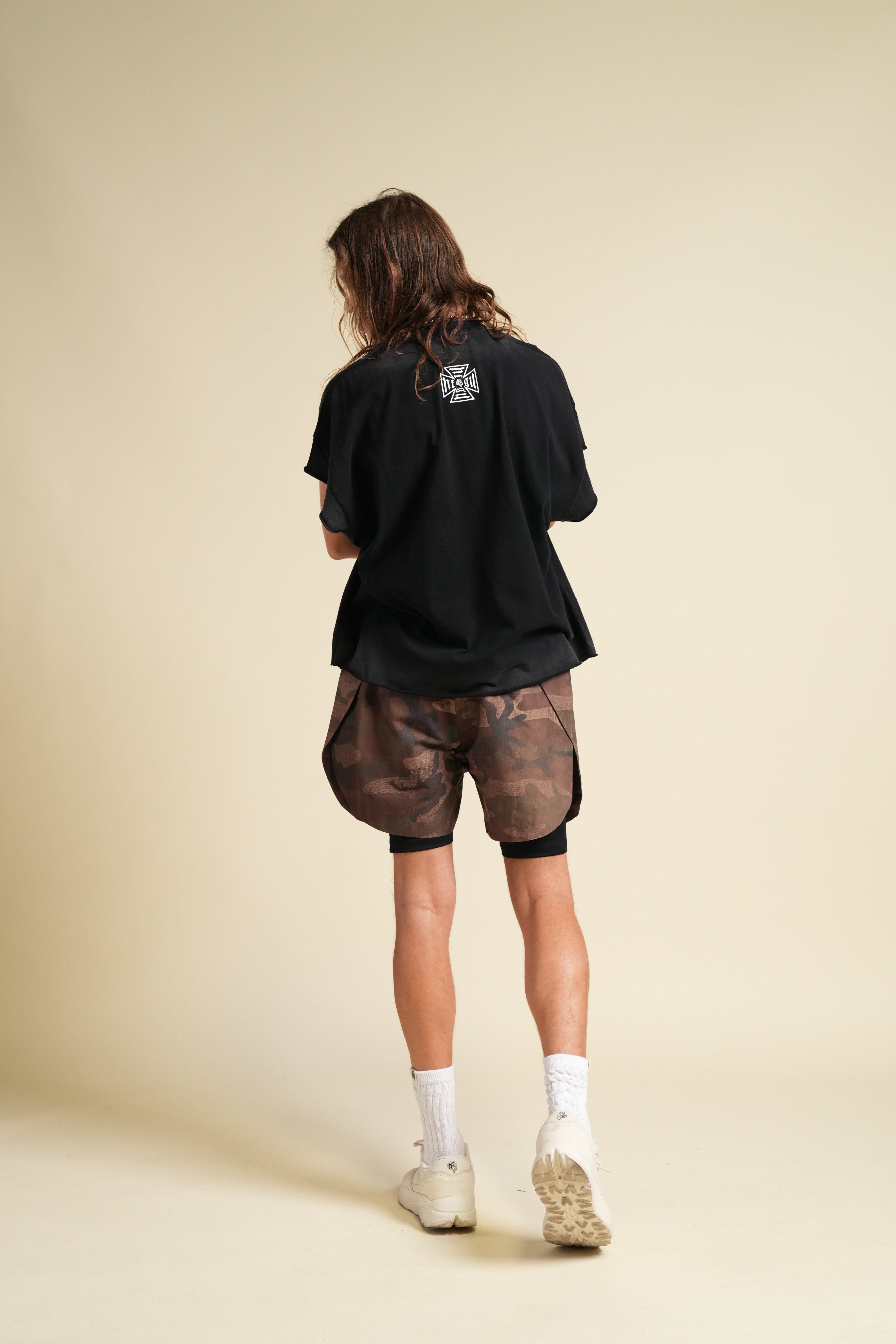 Ohana Wolf "Grunge" Cut Off Tee in Black Drift Wash