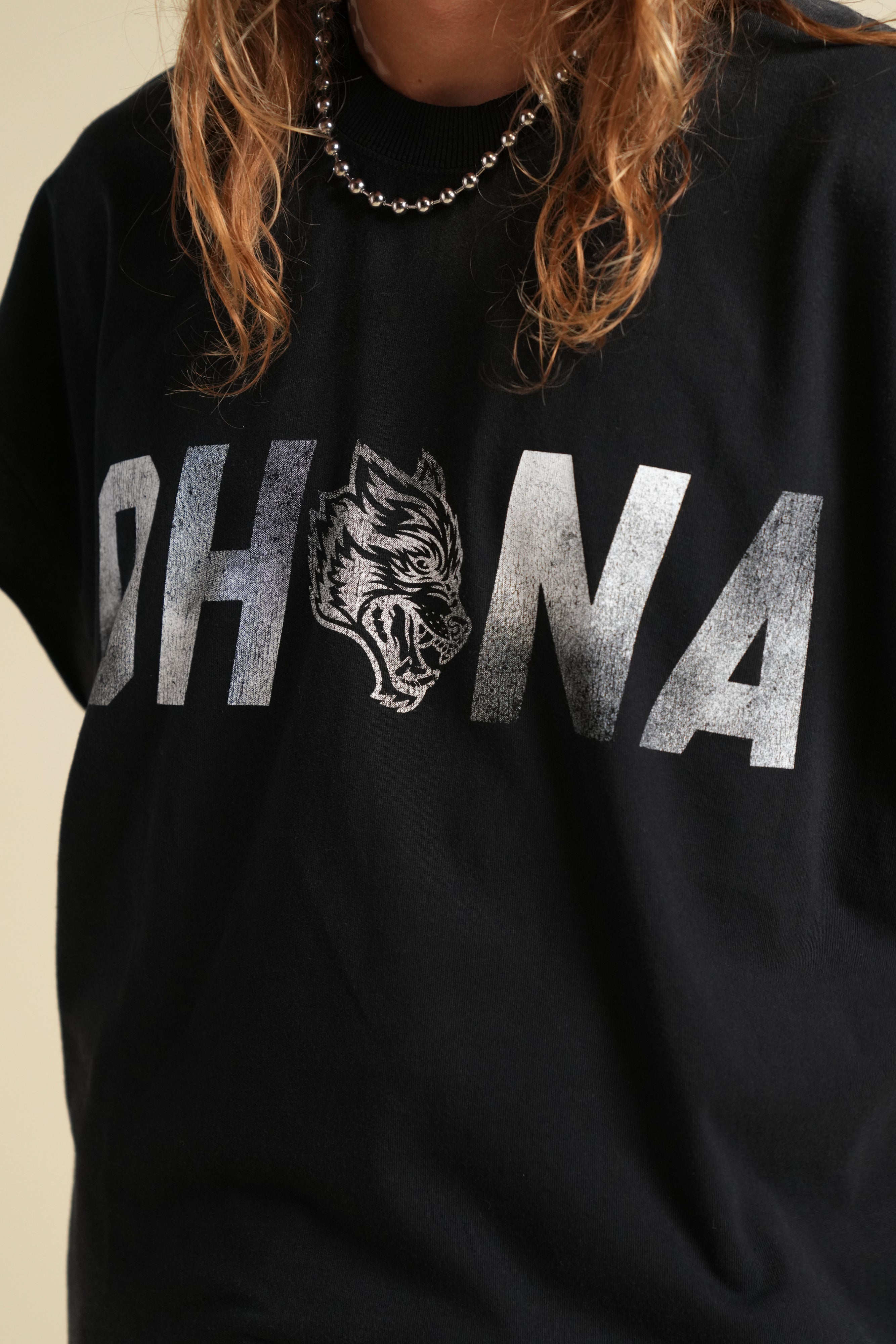 Ohana Wolf "Grunge" Cut Off Tee in Black Drift Wash