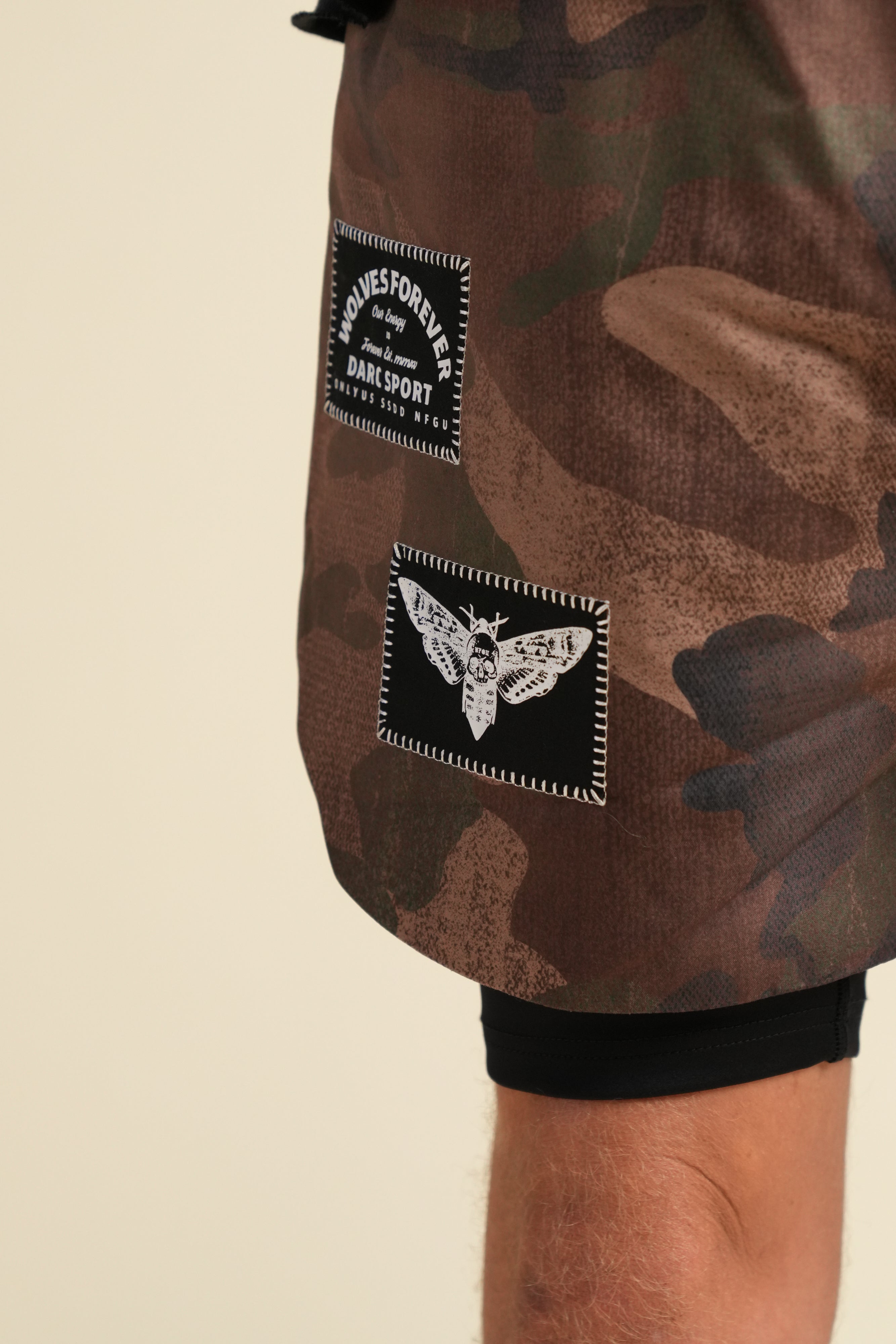 Core Patch Phantom Compression Shorts in Ohana Woodland Camo