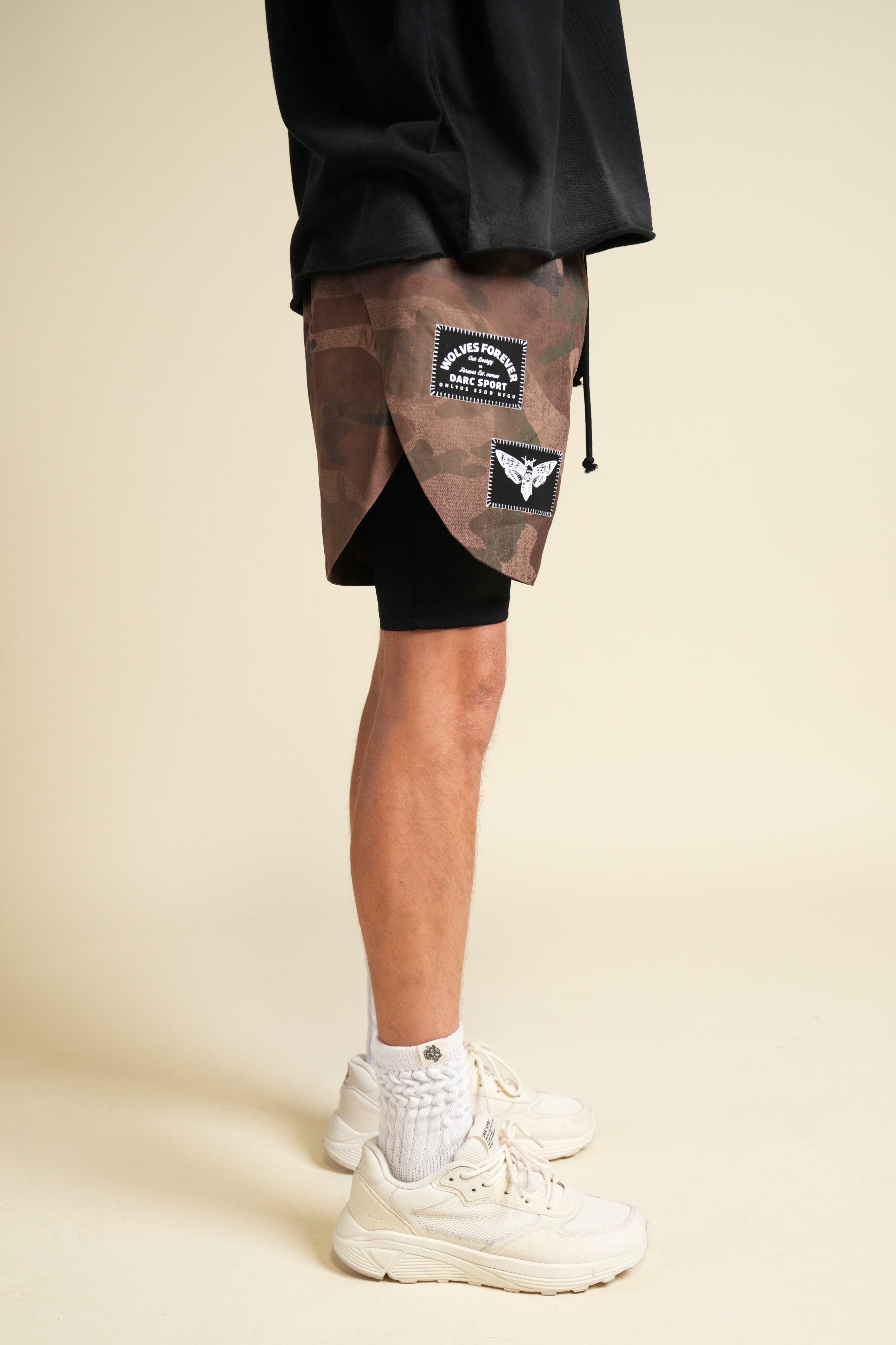 Core Patch Phantom Compression Shorts in Ohana Woodland Camo