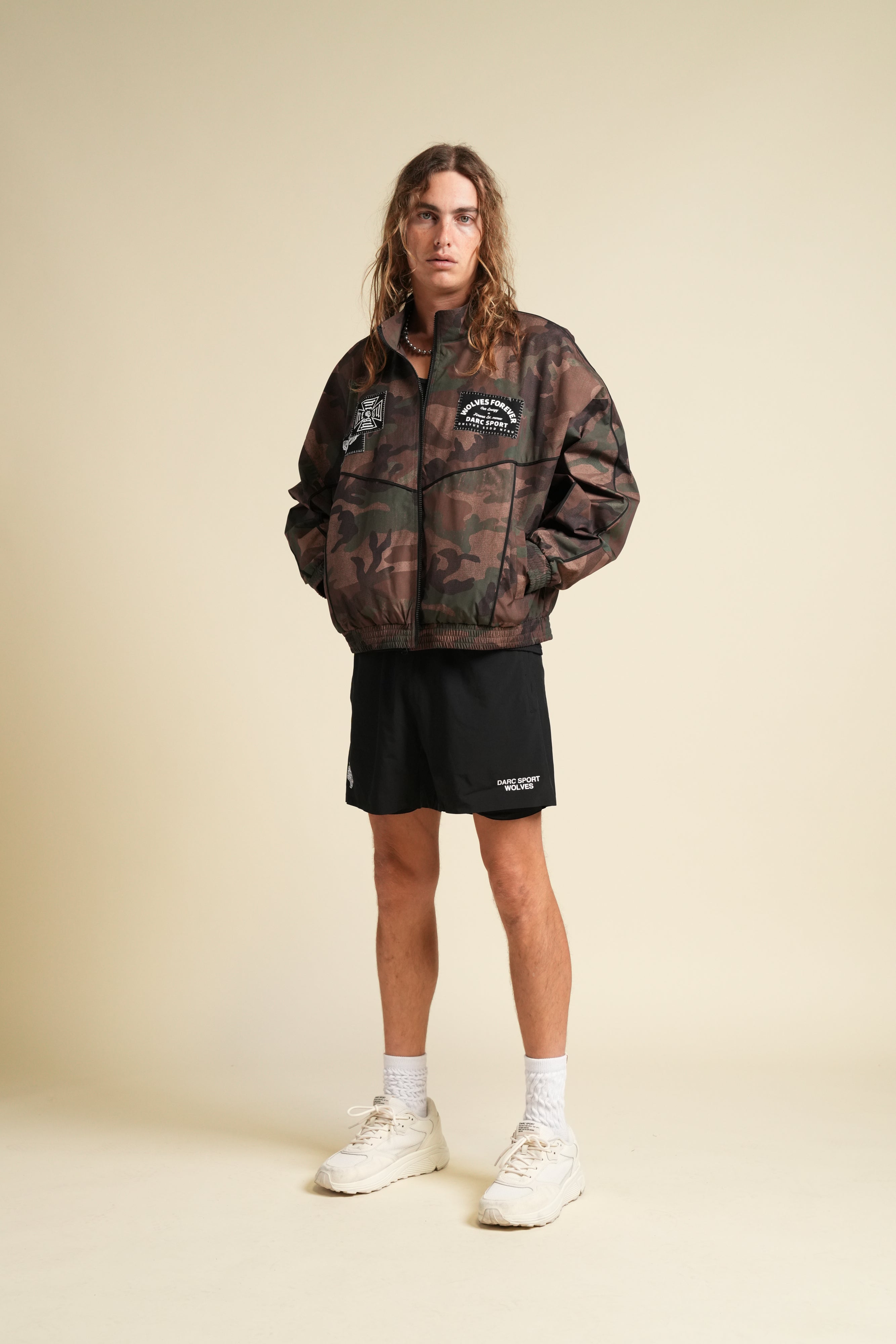 Chopper Core Applique Quinn Track Jacket in Ohana Woodland Camo
