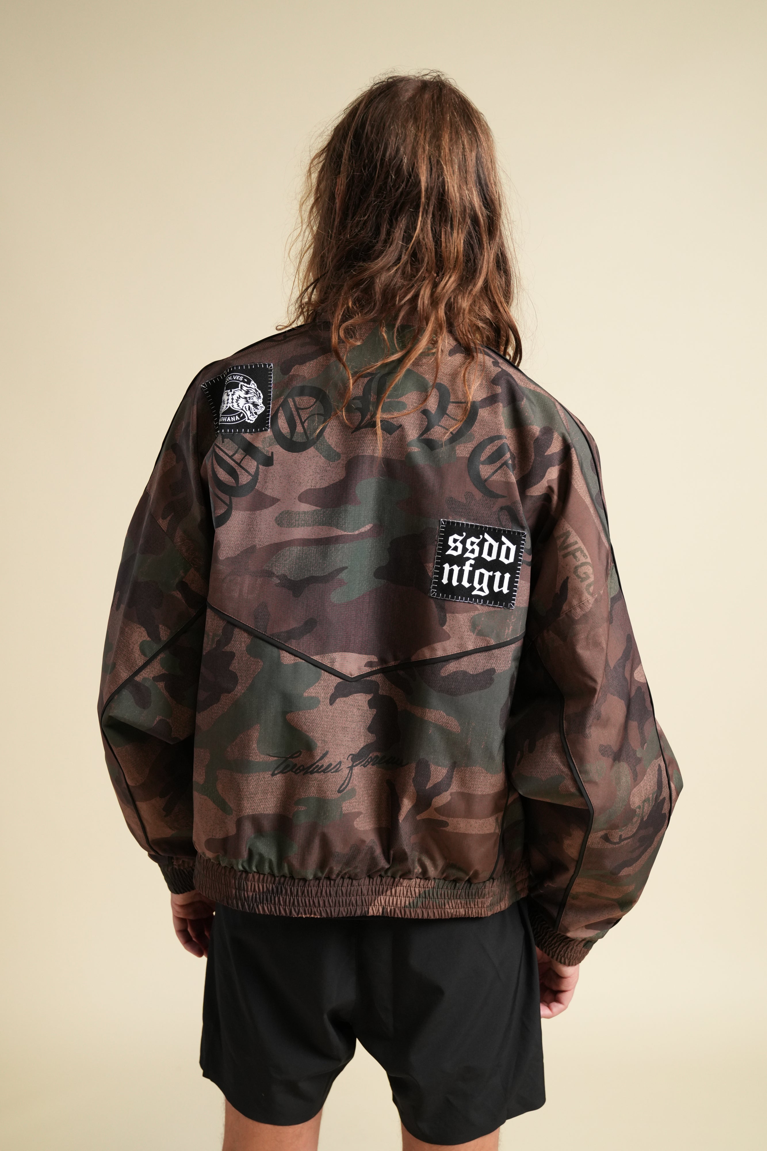 Chopper Core Applique Quinn Track Jacket in Ohana Woodland Camo