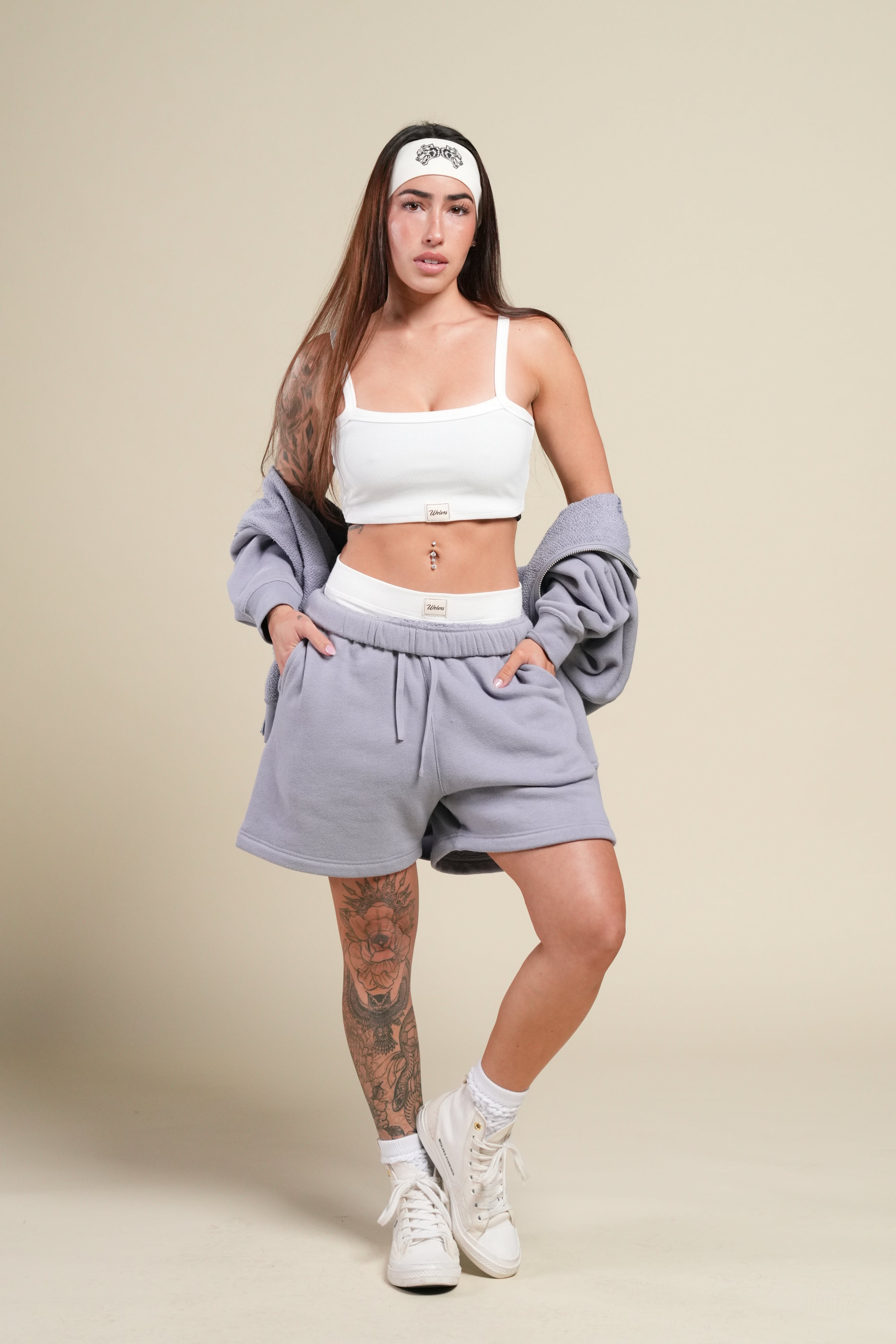 She Premium Oversized Sweat Shorts in Sport Gray
