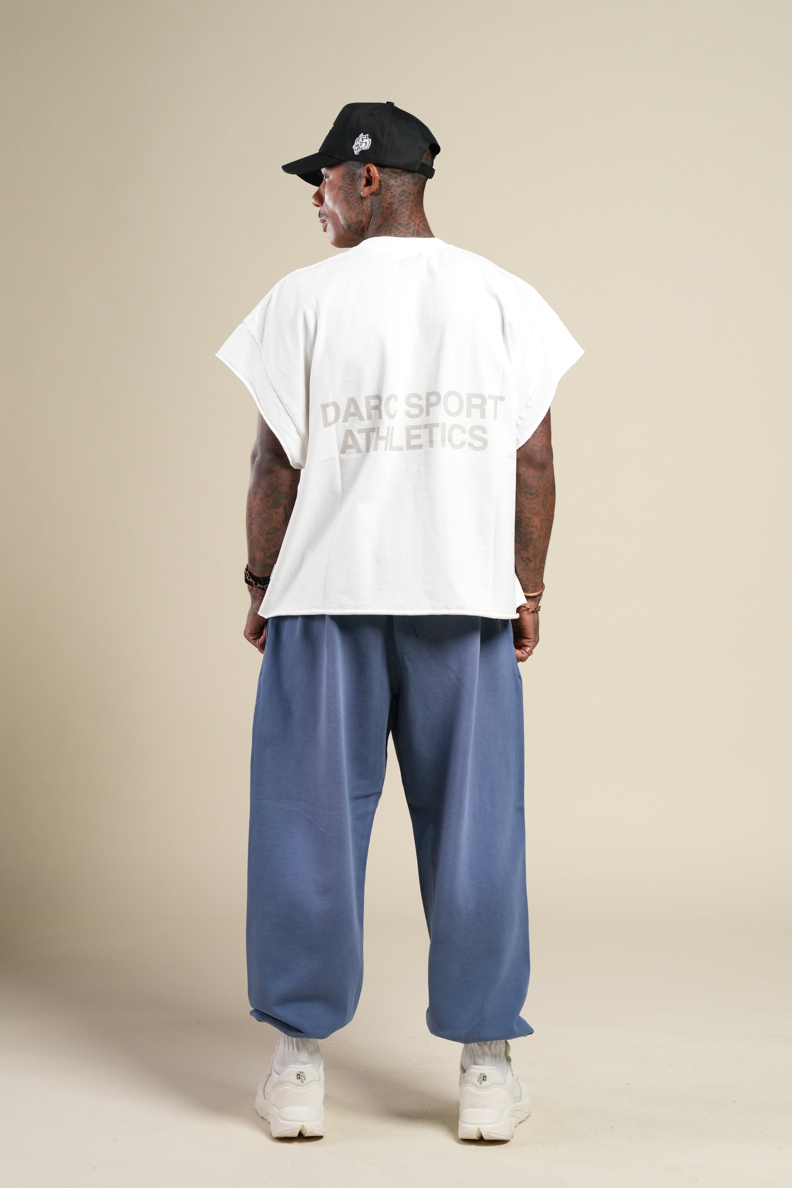 Darc Sport Athletics Grunge Cut-Off Tee in Cream