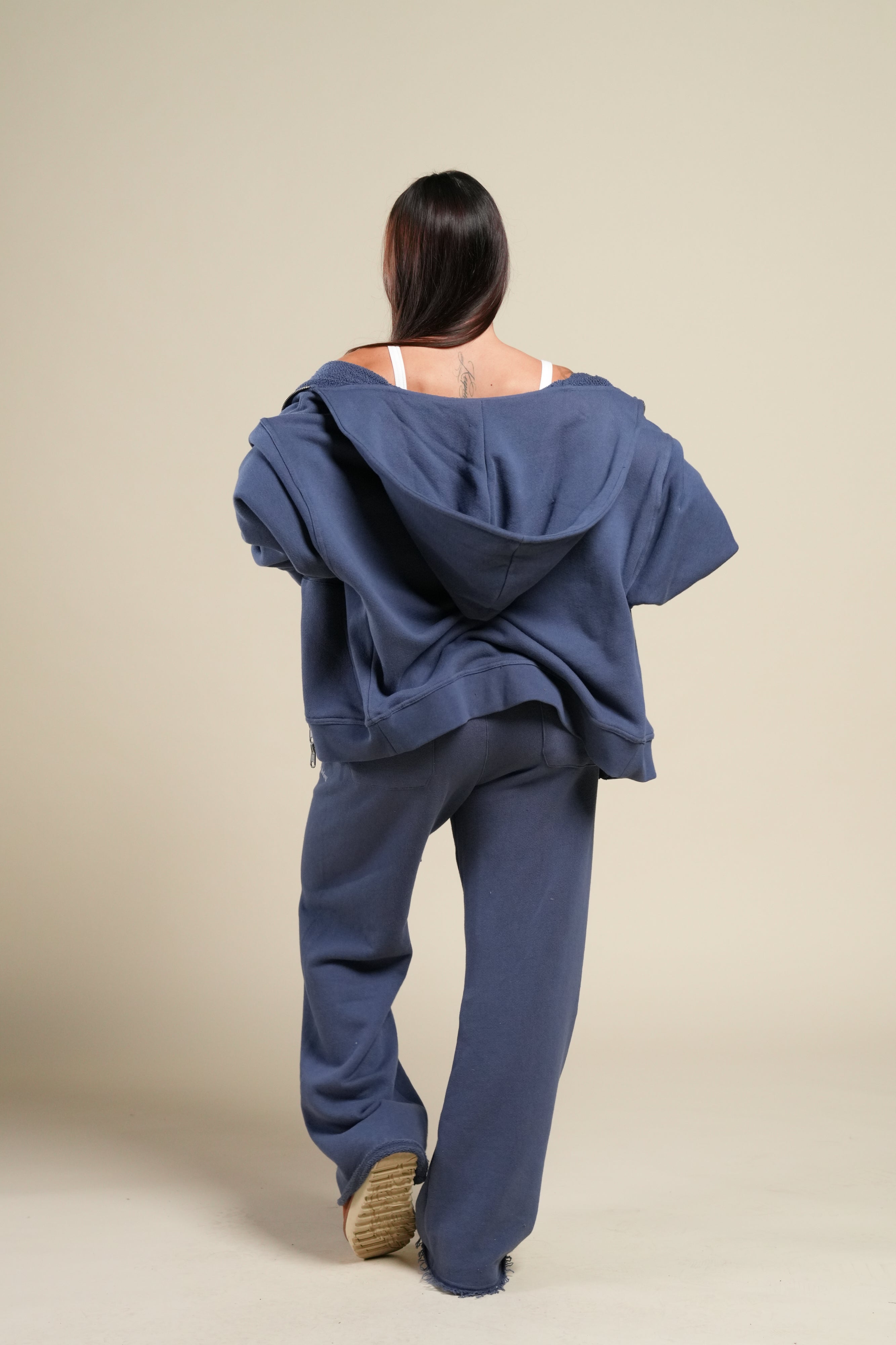 Cursive Wolves Premium Big Cozy Sweats in Washed Denim