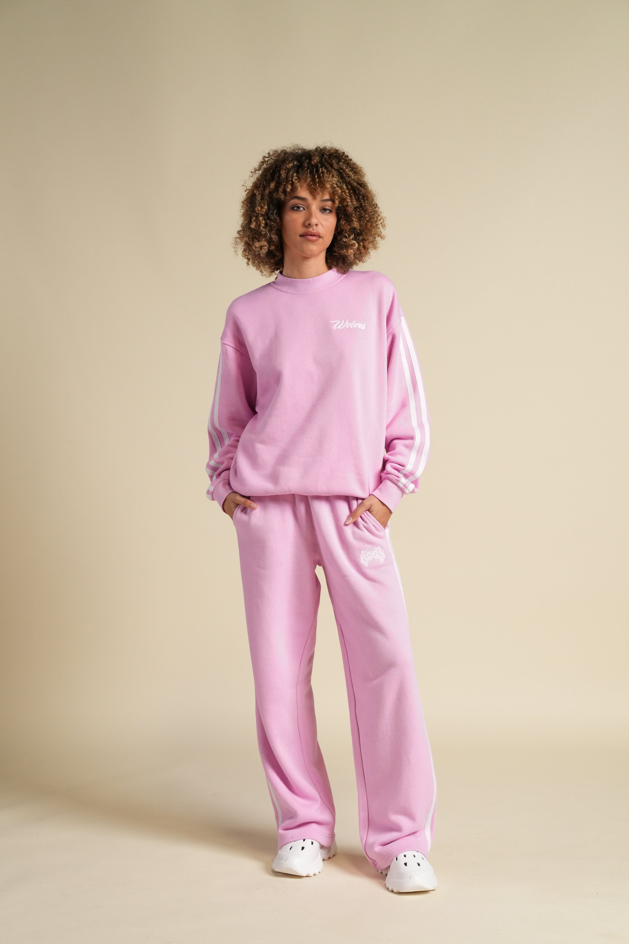 Cursive Wolves Premium Stripe London Crewneck