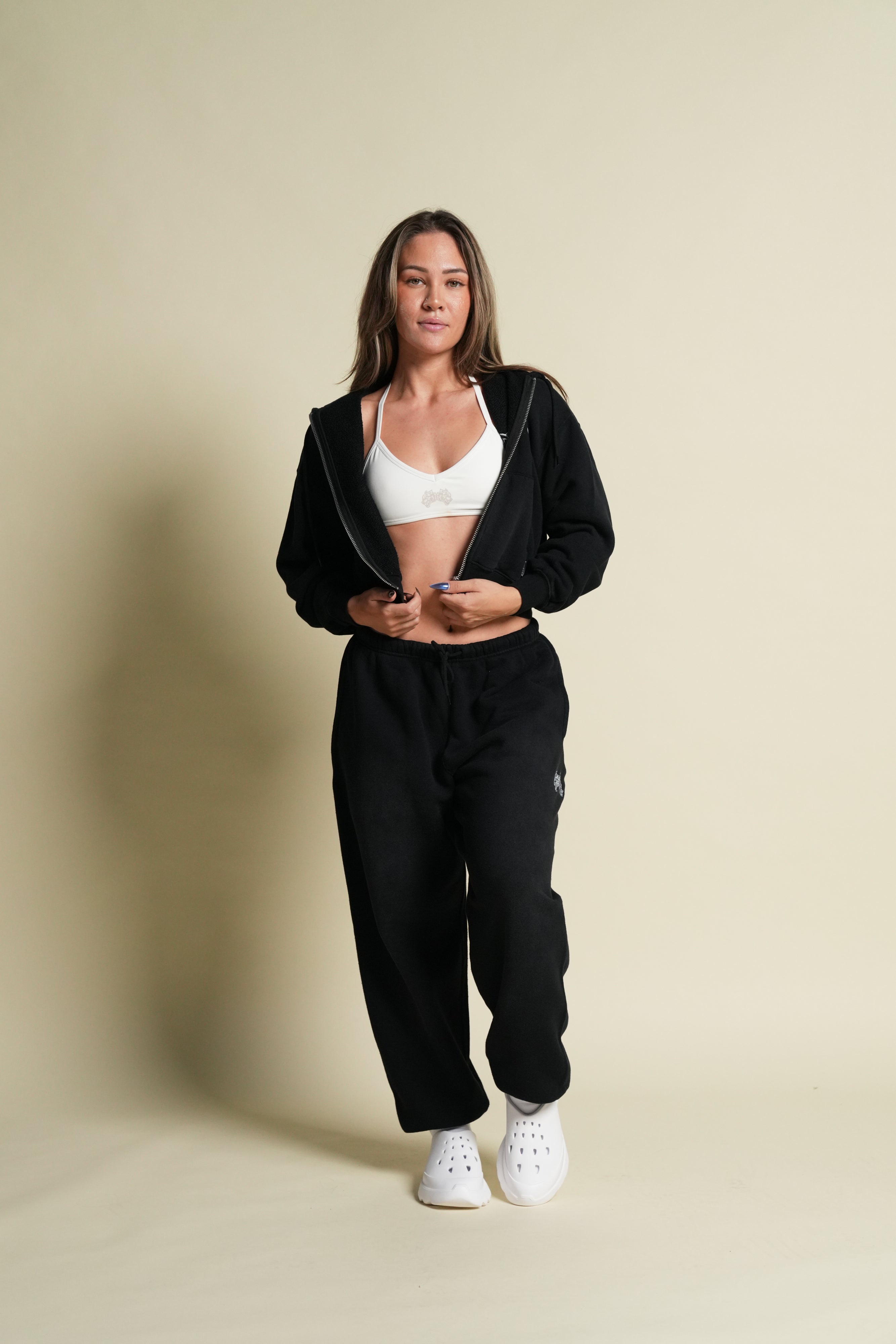 Cursive Wolves "Sage" Cropped Zip Hoodie