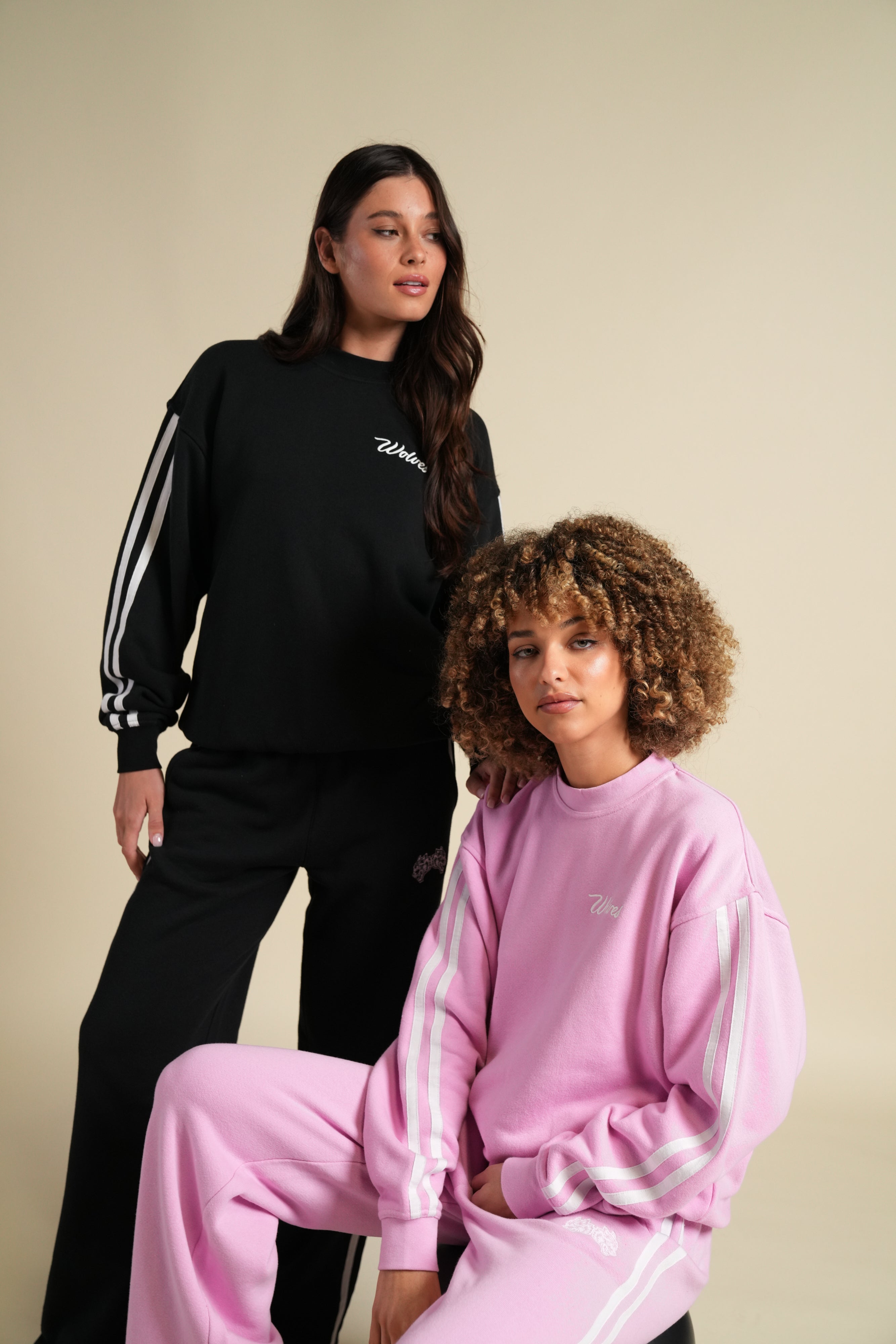 Cursive Wolves Premium Stripe London Crewneck