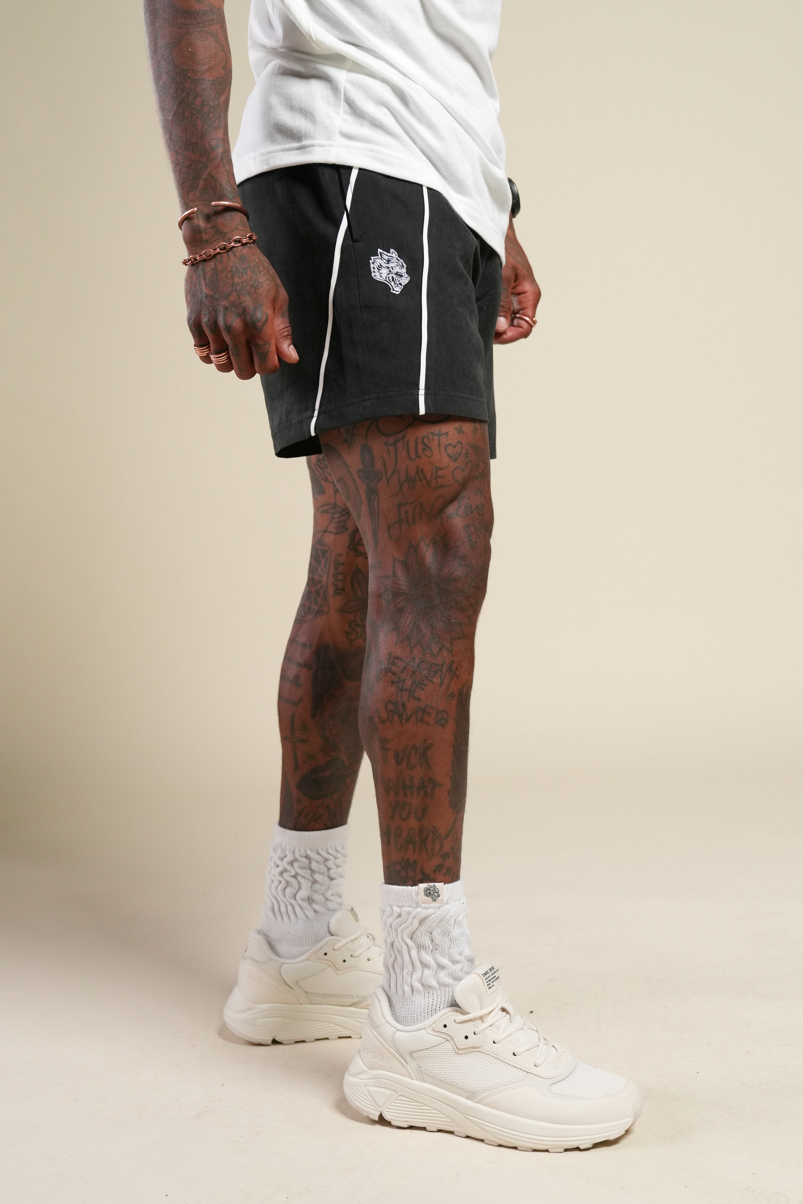 Dual Darby Track Shorts in Black