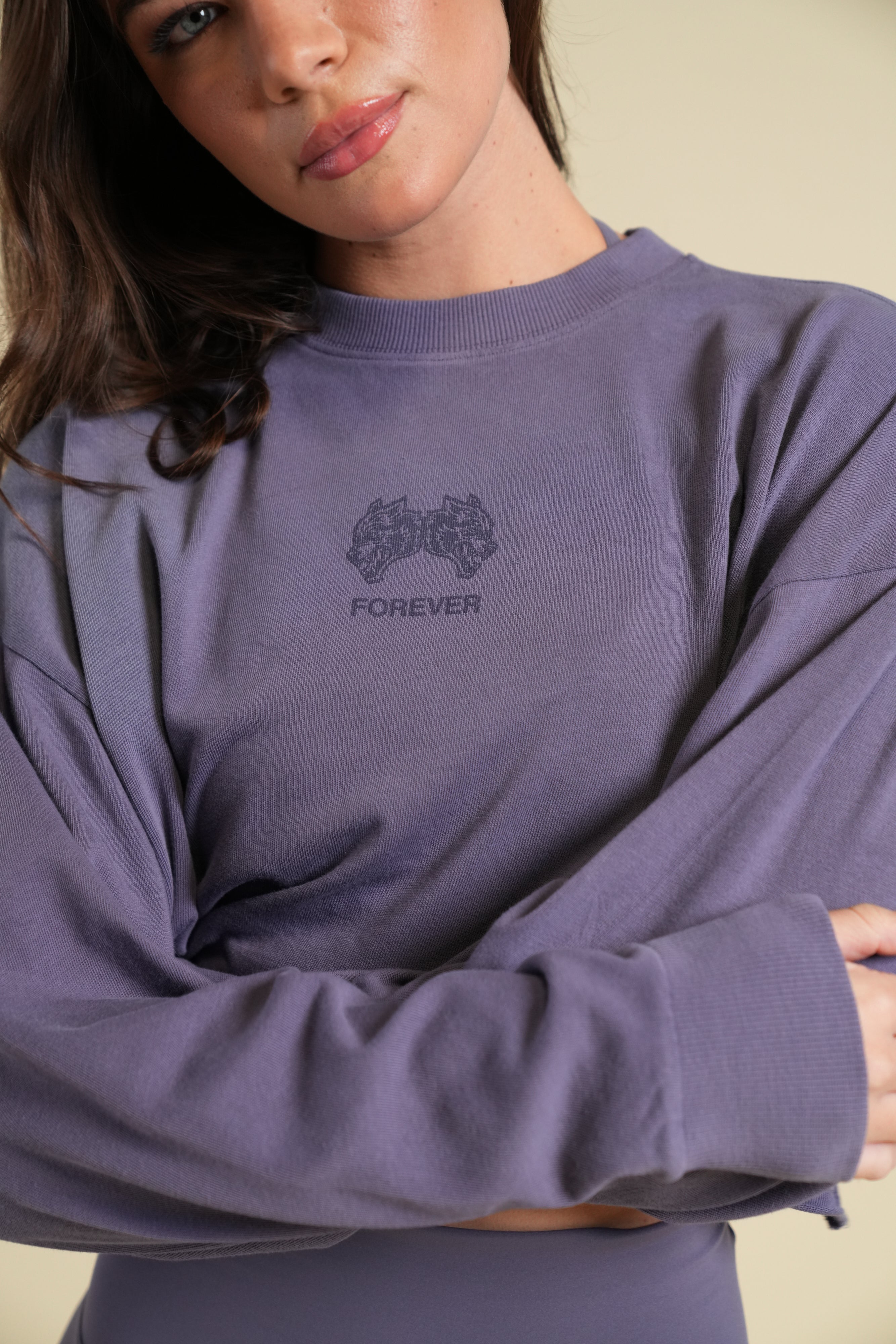 Forever IYKYK "Premium" Oversized Cropped LS Tee