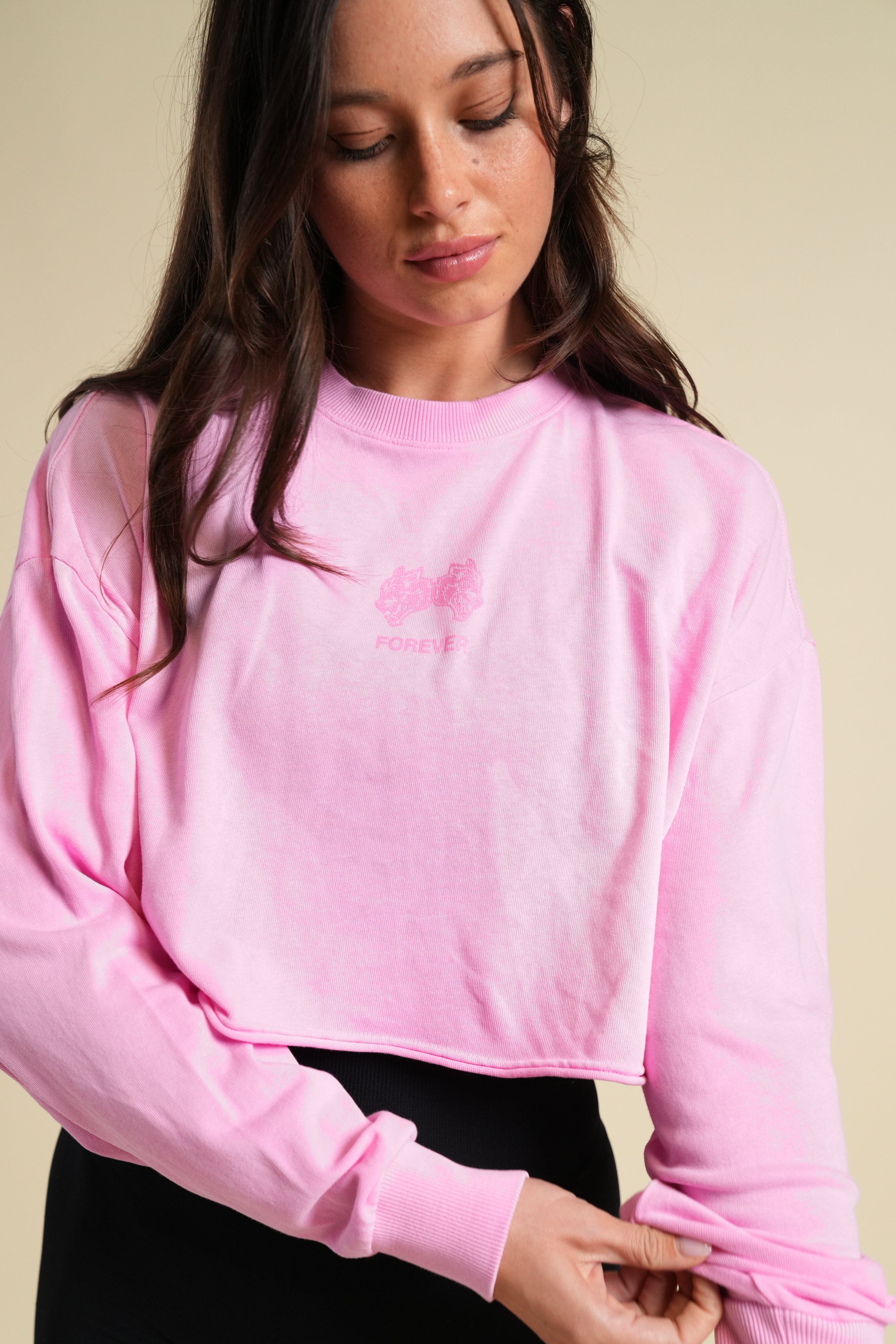 Forever IYKYK "Premium" Oversized Cropped LS Tee