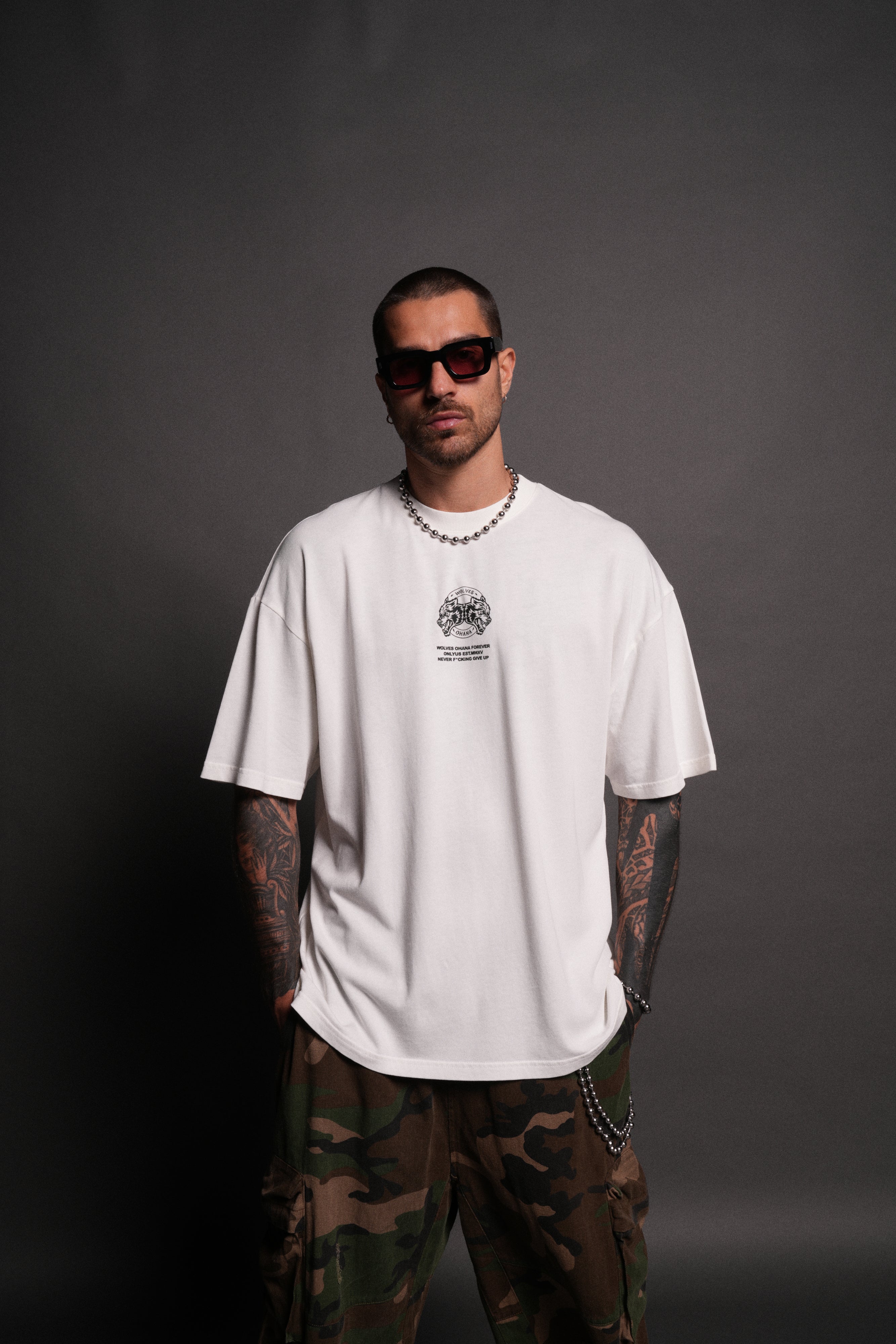 Wolves Ohana Forever "Premium" Oversized Tee in Cream