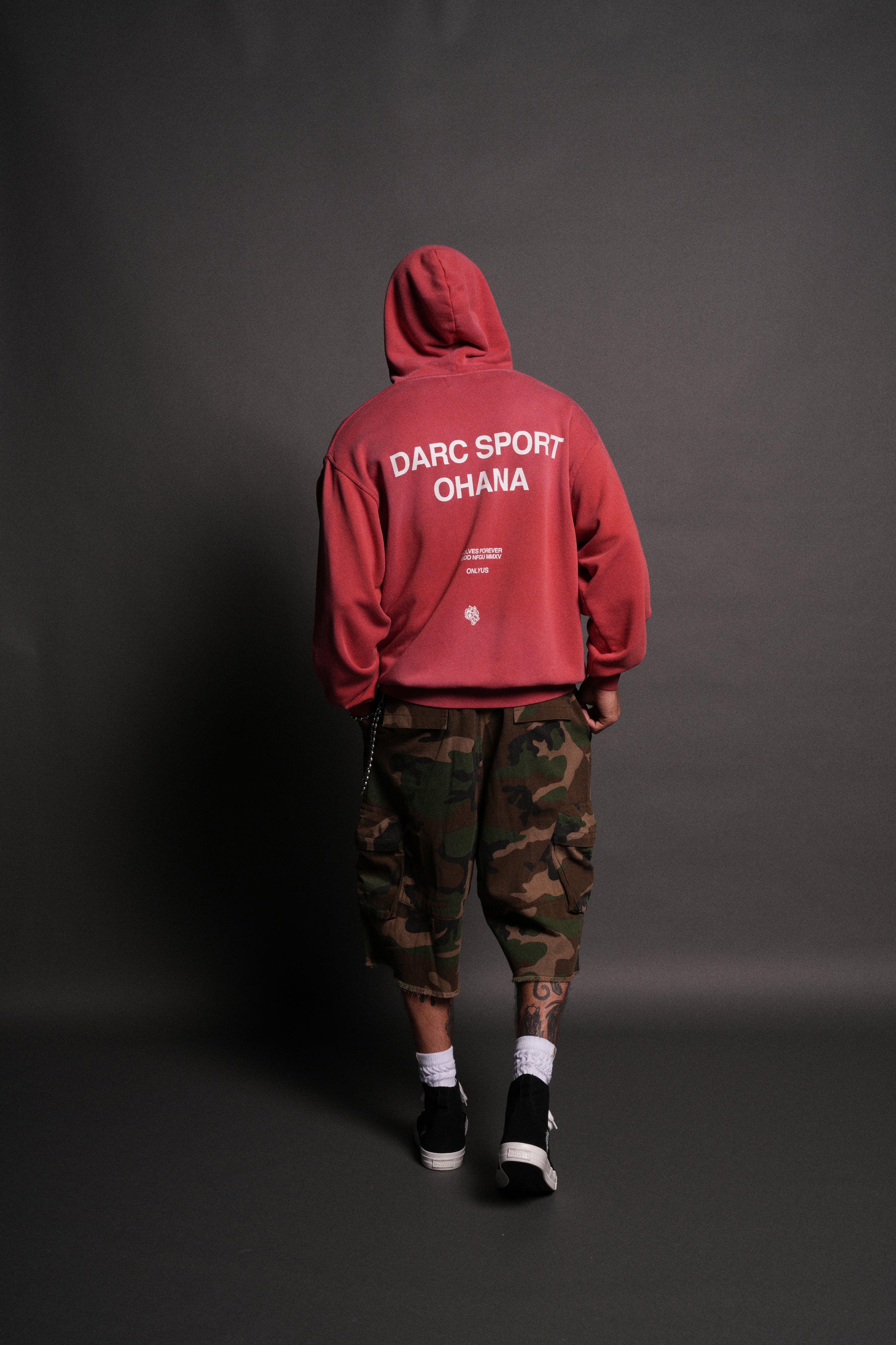 Darc Sport Ohana "Pierce" Hoodie in Roman Red Drift Wash