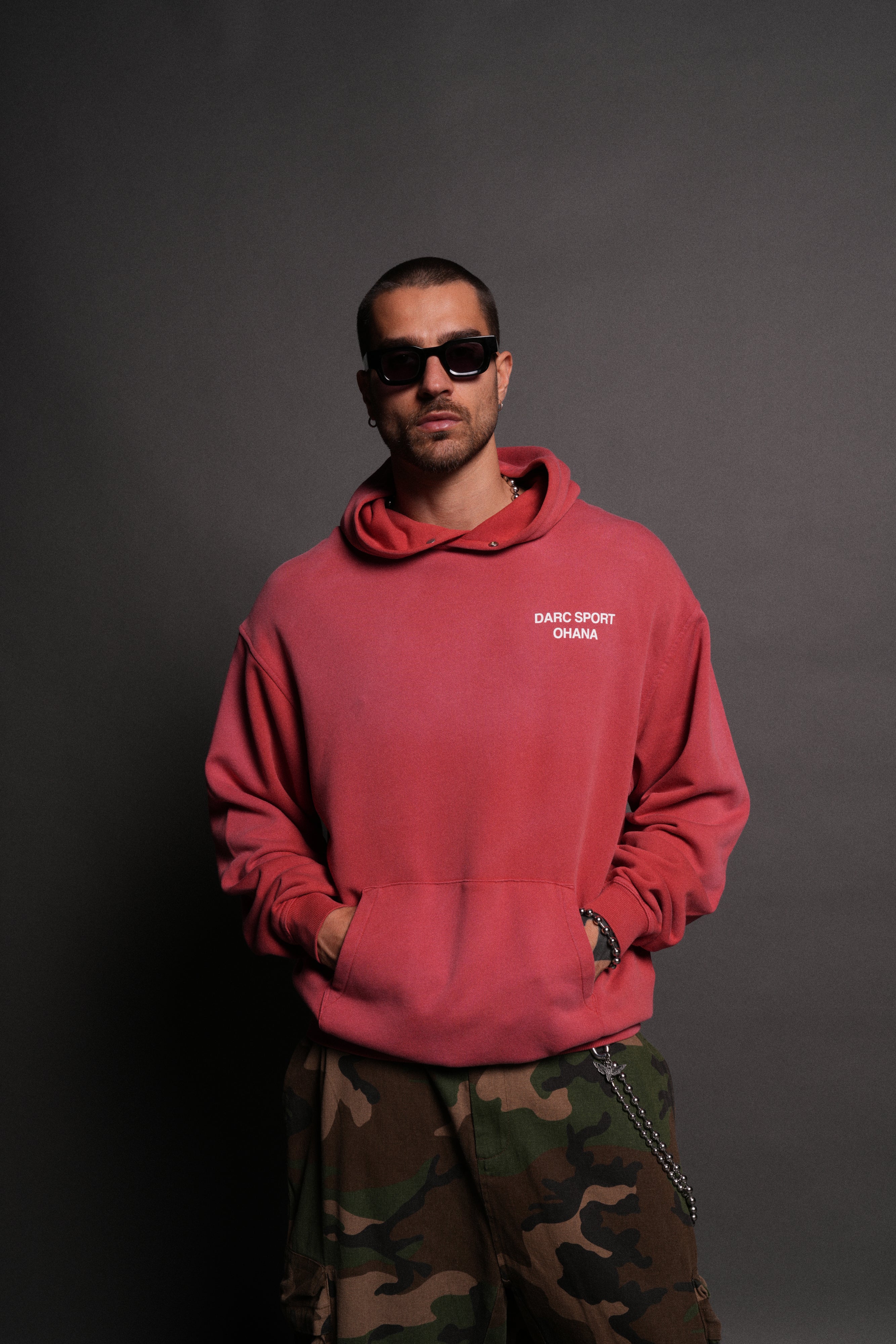 Darc Sport Ohana "Pierce" Hoodie in Roman Red Drift Wash