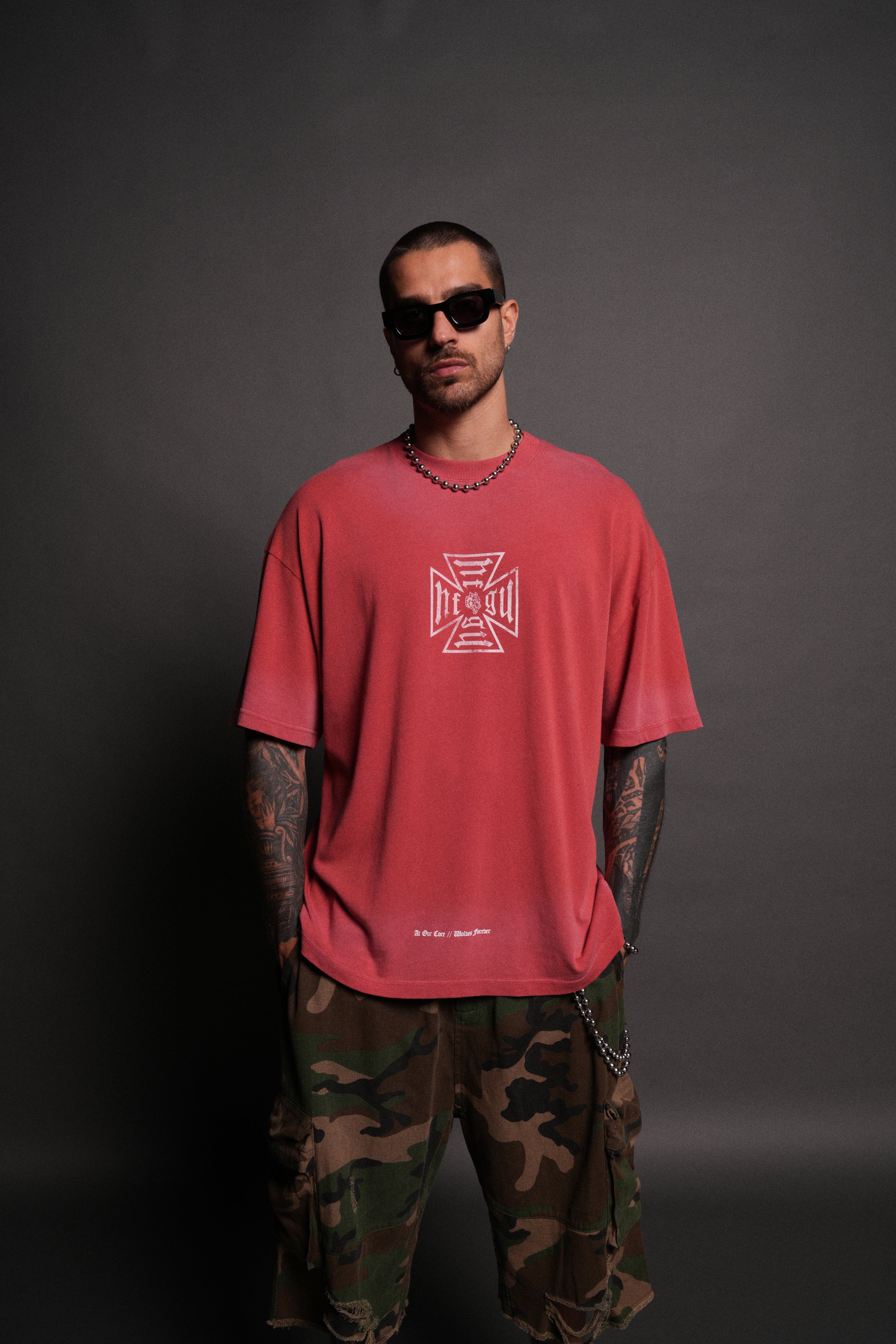 Loyal to the Core "Premium" Oversized Tee in Roman Red Drift Wash