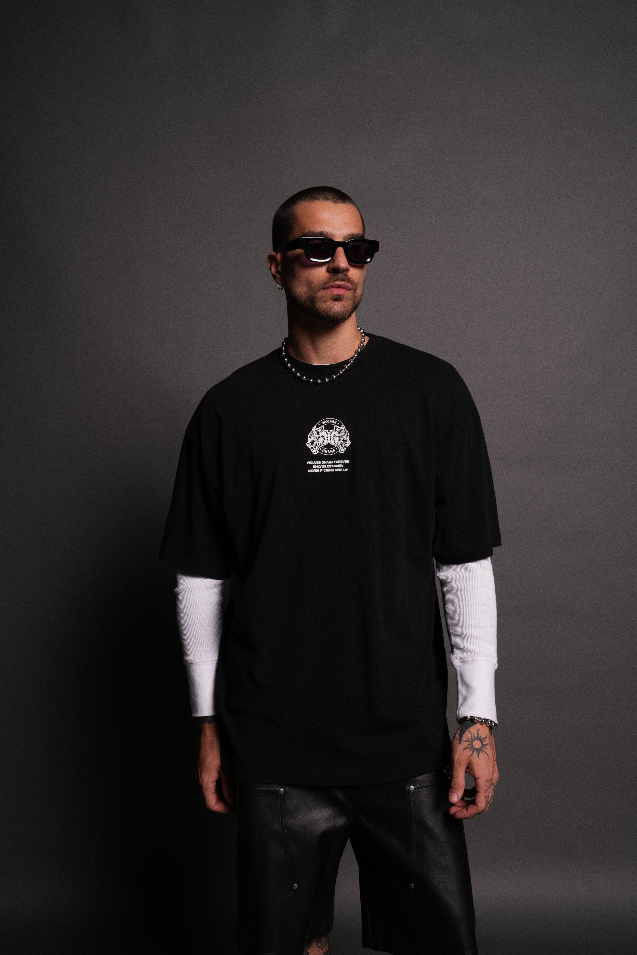 Wolves Ohana Forever "Premium" Oversized Tee in Black
