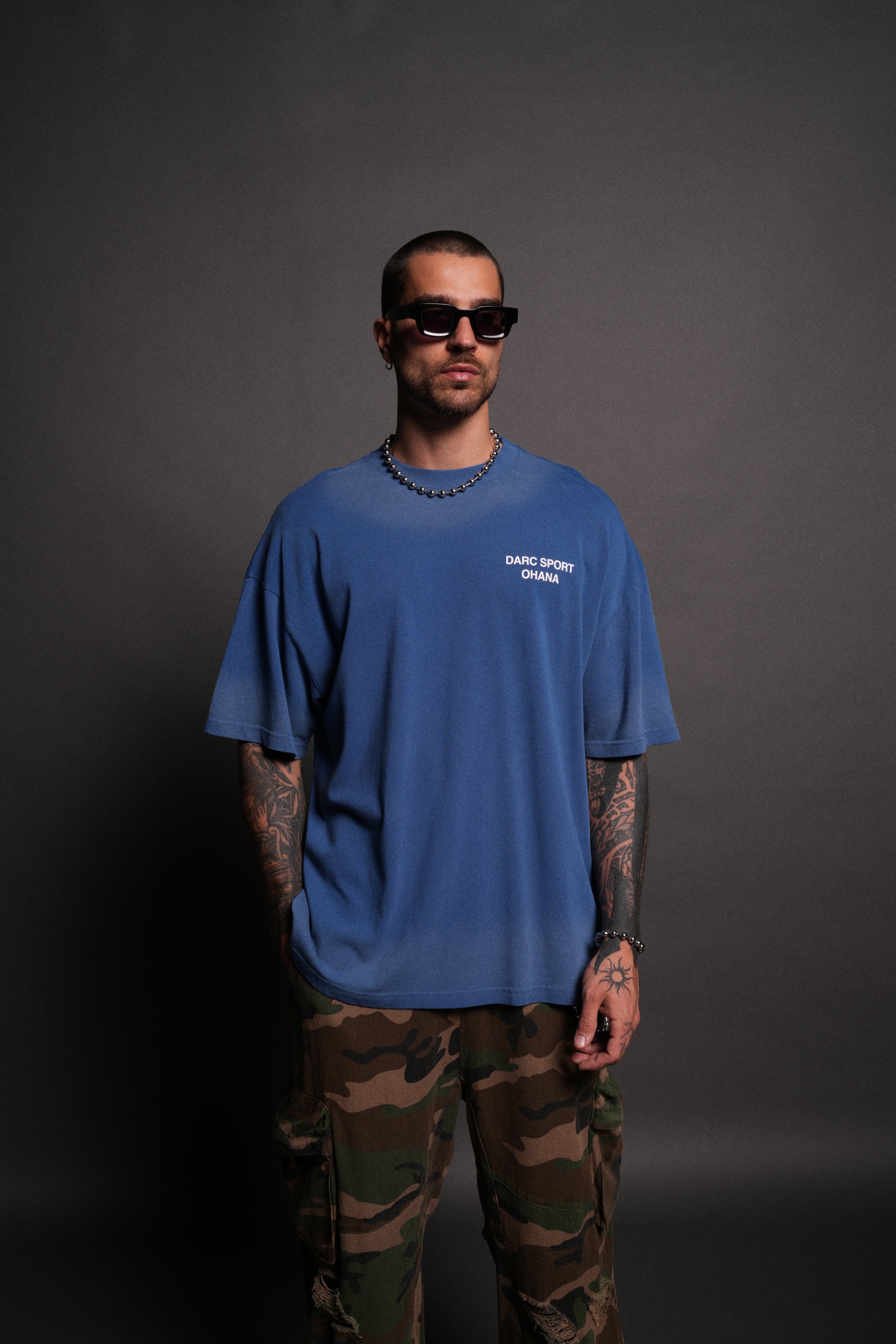 Darc Sport Ohana "Premium" Oversized Tee in Darc Cobalt Drift Wash