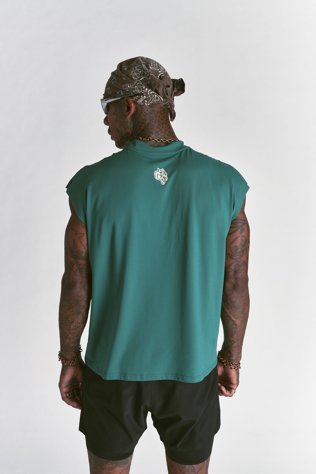 Loyalty Forever "Dry Wolf" Cropped Muscle Tee in Sierra Pine