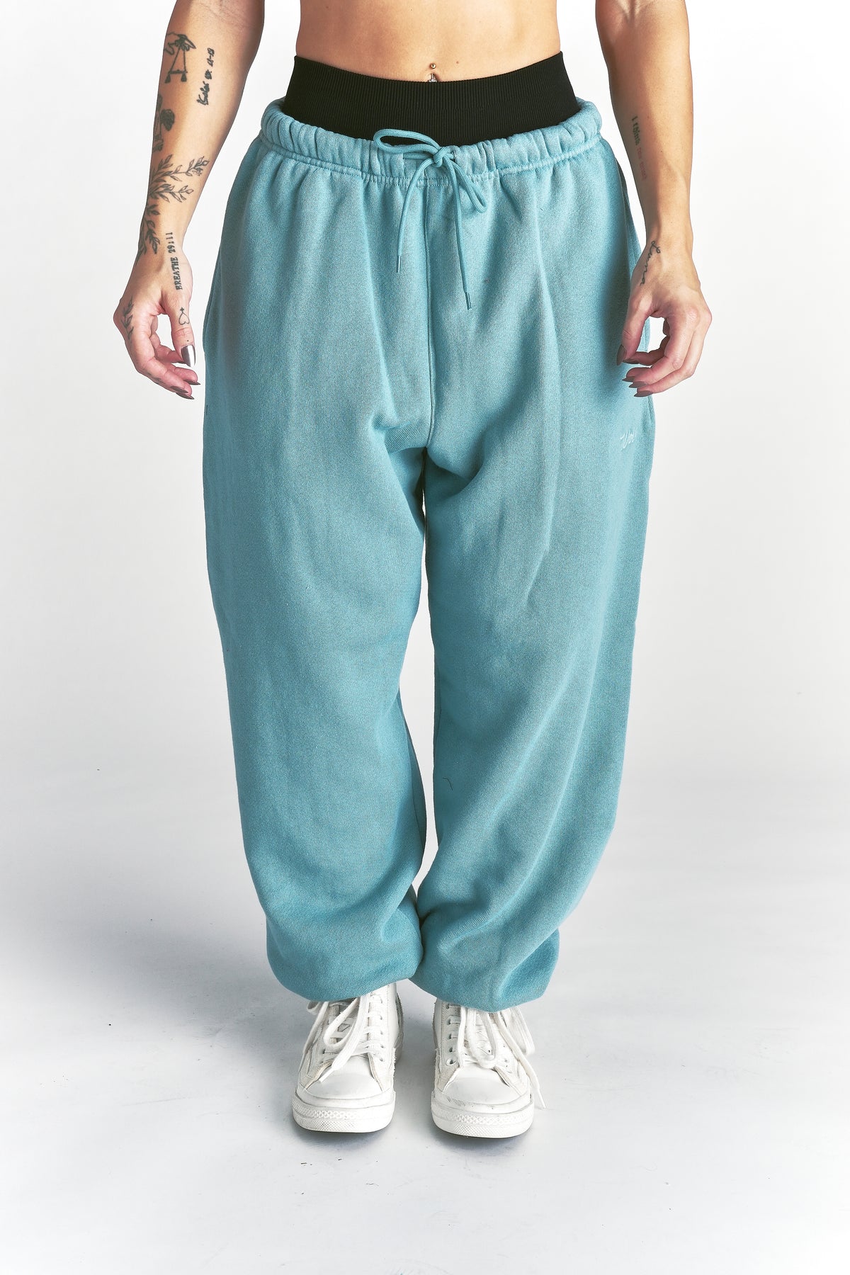 Cursive Wolves Premium Lounger Sweat Pants in Dusty Turquoise
