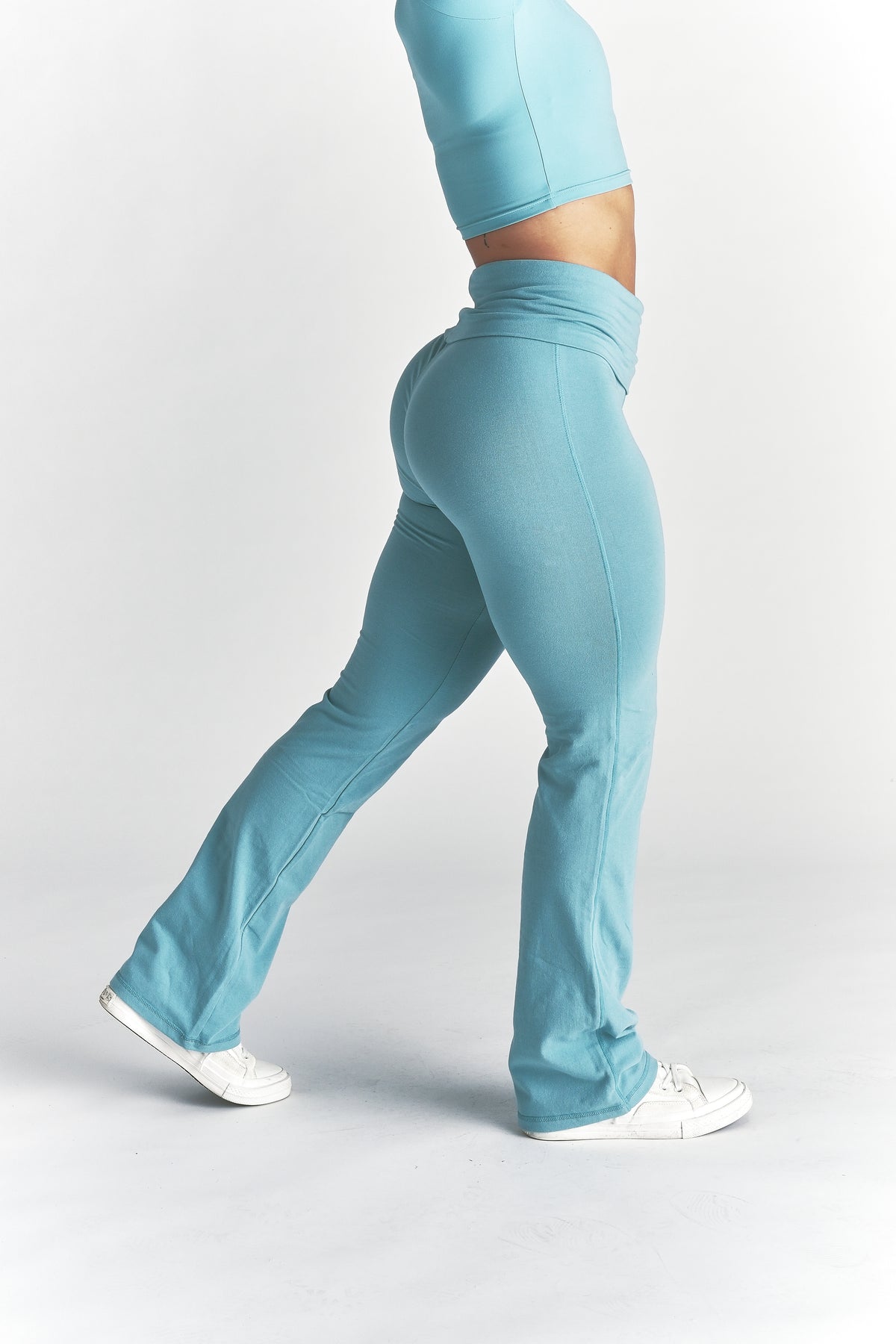 Cursive Wolves "Romy" Foldover Pants in Dusty Turquoise